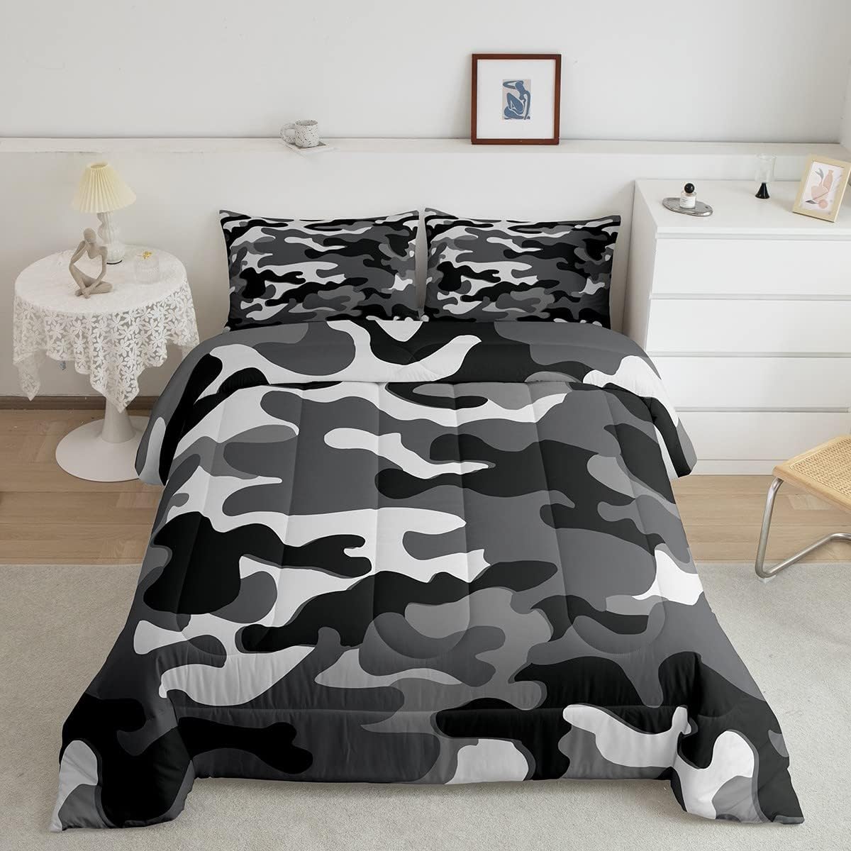 Juego de edredón de camuflaje militar para niños y adolescentes, juego de ropa de cama de camuflaje para niñas y hombres, juego de edredón militar,