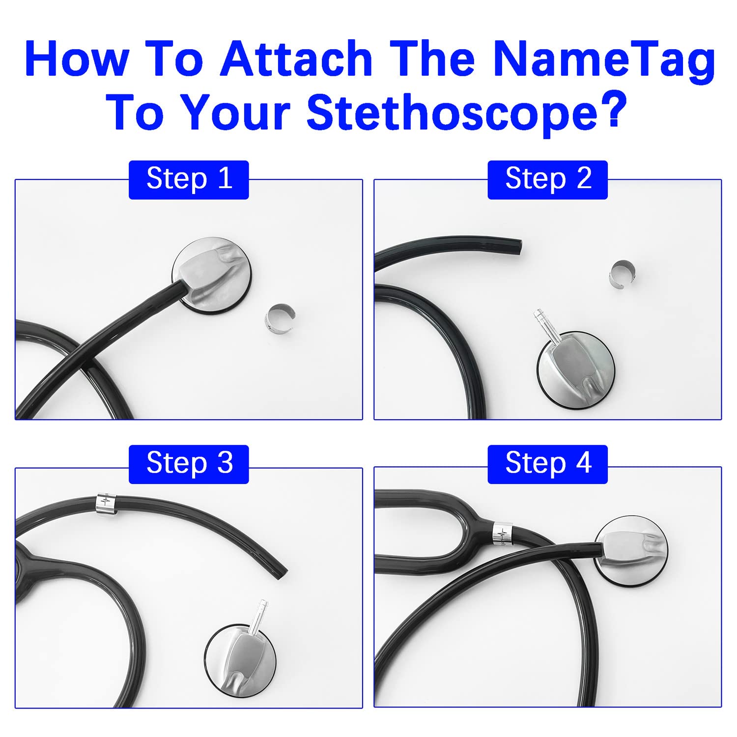bellblow Stethoscope Charms Personalized, Custom ID Name Tag for Stethoscope, Engraved Stethoscope Name Tag EMT Medical Caduceus, Stethoscope Id