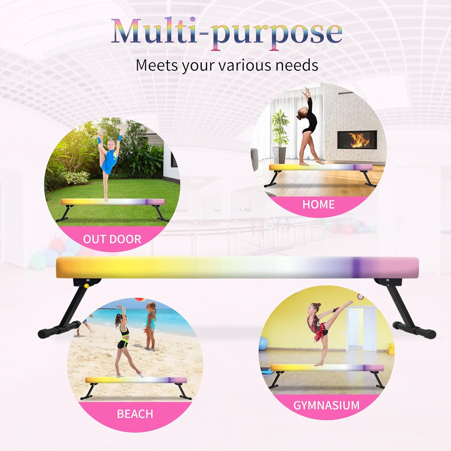 EL&ITWings Viga de equilibrio de gimnasia de 6 pies, viga ajustable de piso de nivel alto y bajo, altamente estable, equipo de entrenamiento de