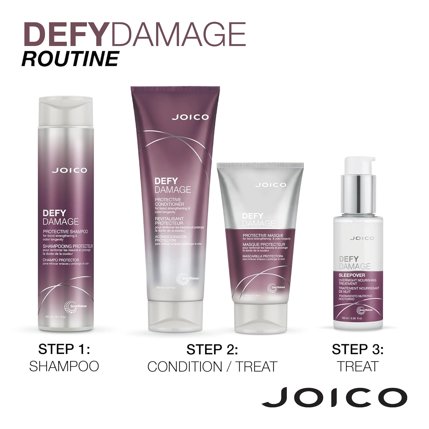 Joico Tratamiento nutritivo Defy Damage Sleepover durante la noche  Suaviza y suaviza instantáneamente  Fortalece los lazos  Reduce la rotura y las