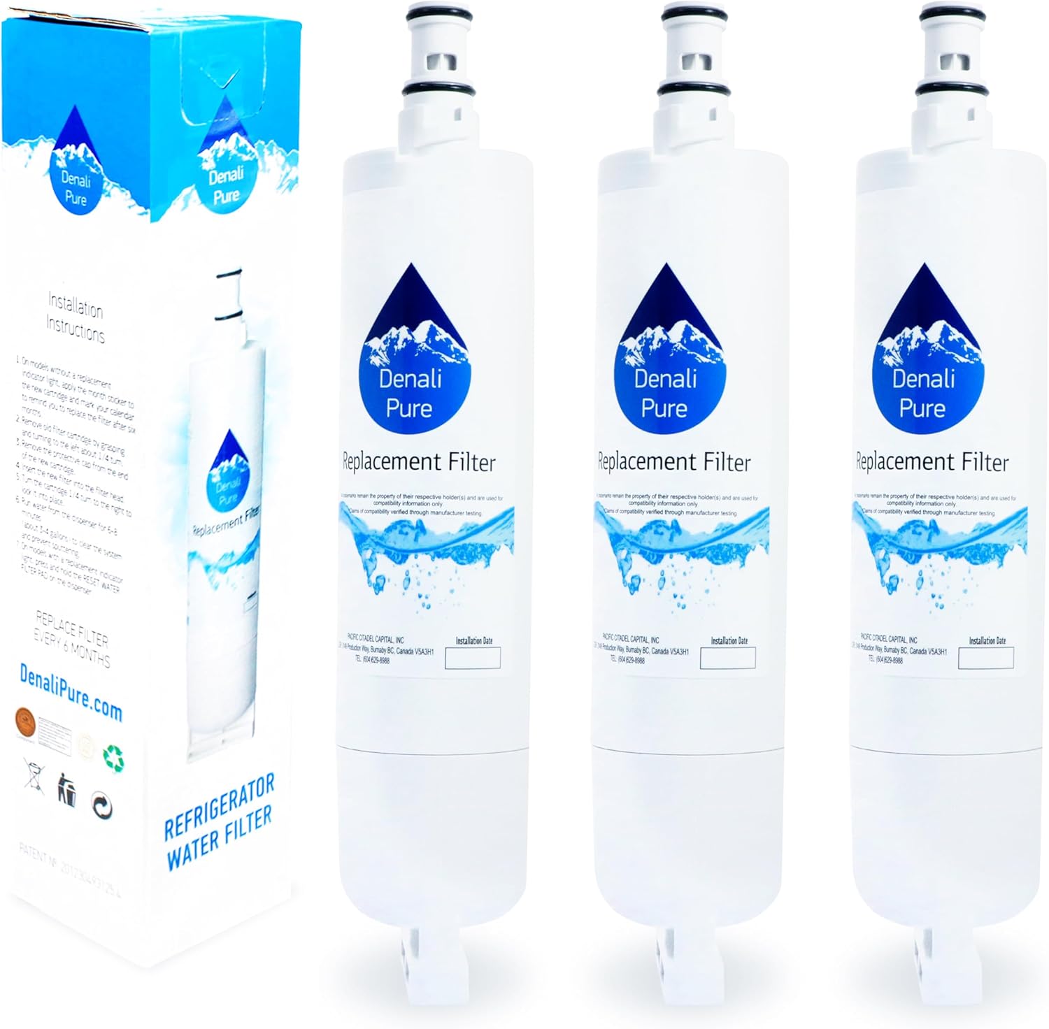 3-PackWhirlpool gd5shaxlt02Frigorífico Filtro de agua de repuesto Cartucho de filtro de agua para nevera Whirlpool 4396508, 4396510COMPATIBLES