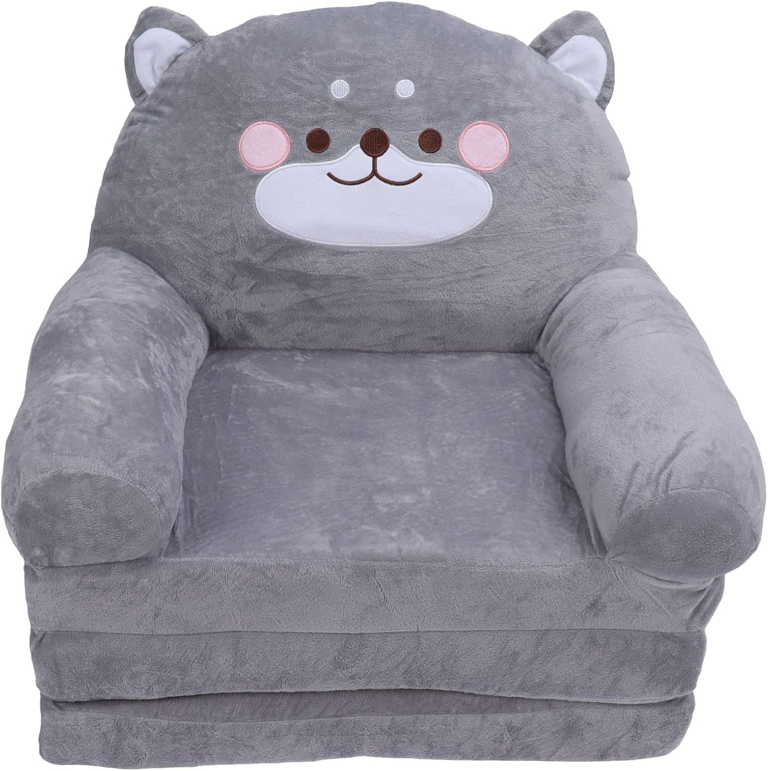 PenRux Sofá plegable para niños, diseño de perro gris de dibujos animados, material suave, asa ancha, fácil de usar, sofá cama para niños y niñas (3