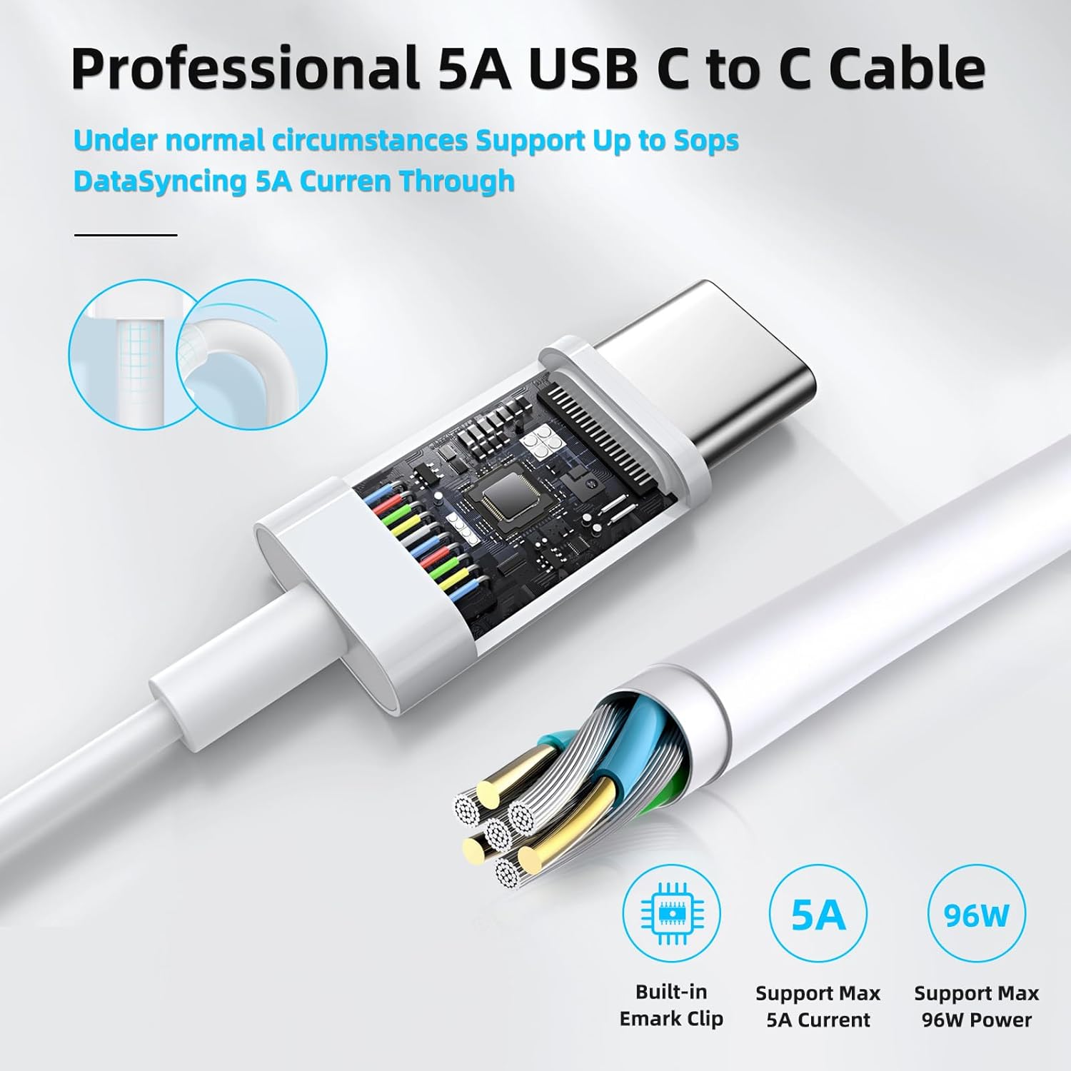 Cargador Mac Book Pro, cargador USB C de 96 W, cargador rápido compatible con USB C MacBook Pro, MacBook Air, iPad Pro, nuevo teléfono inteligente y