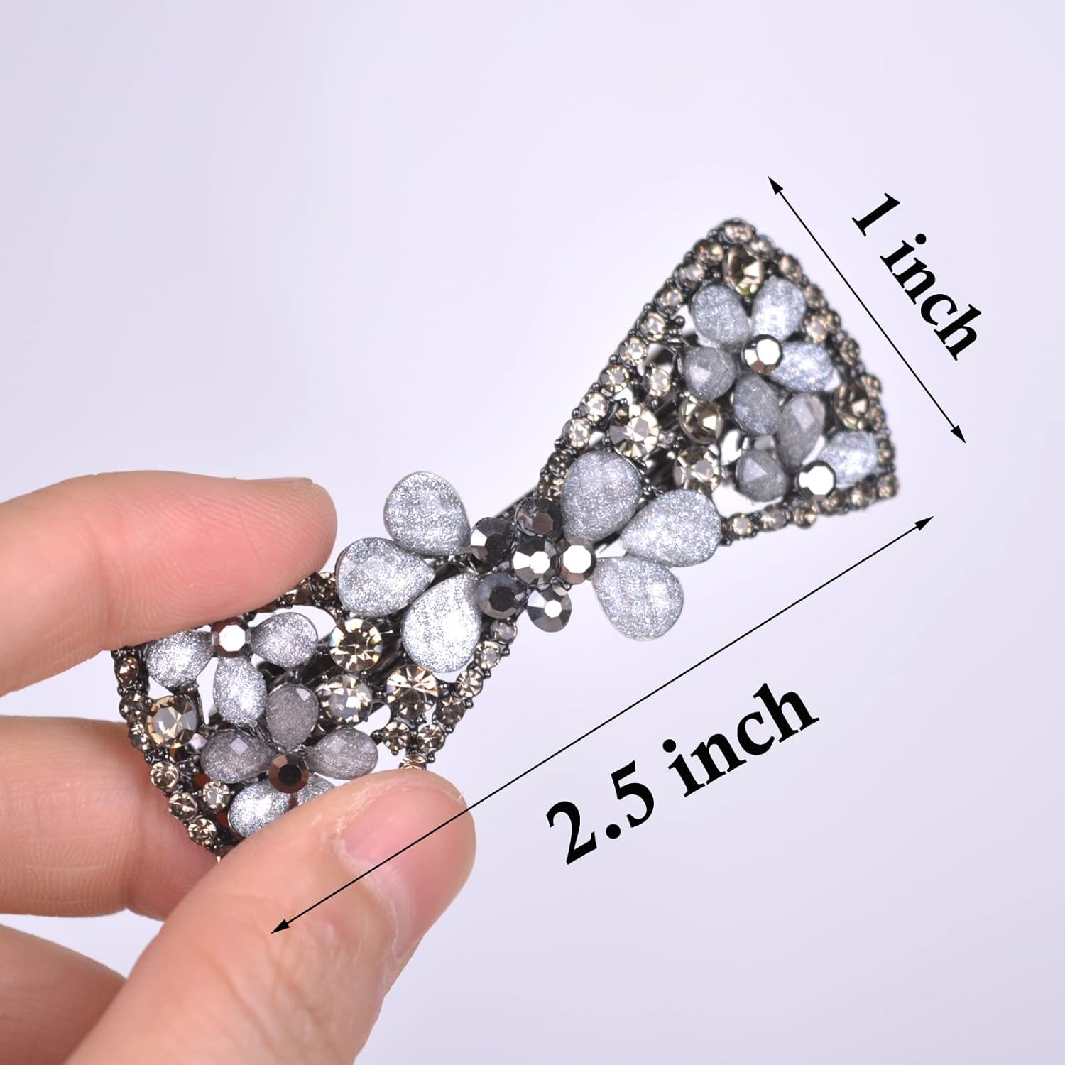 Horquilla de lujo con diamantes de imitación, diseño floral de cristal, pasador para el cabello, con lazo, regalo para mujeres y niñas (color A)