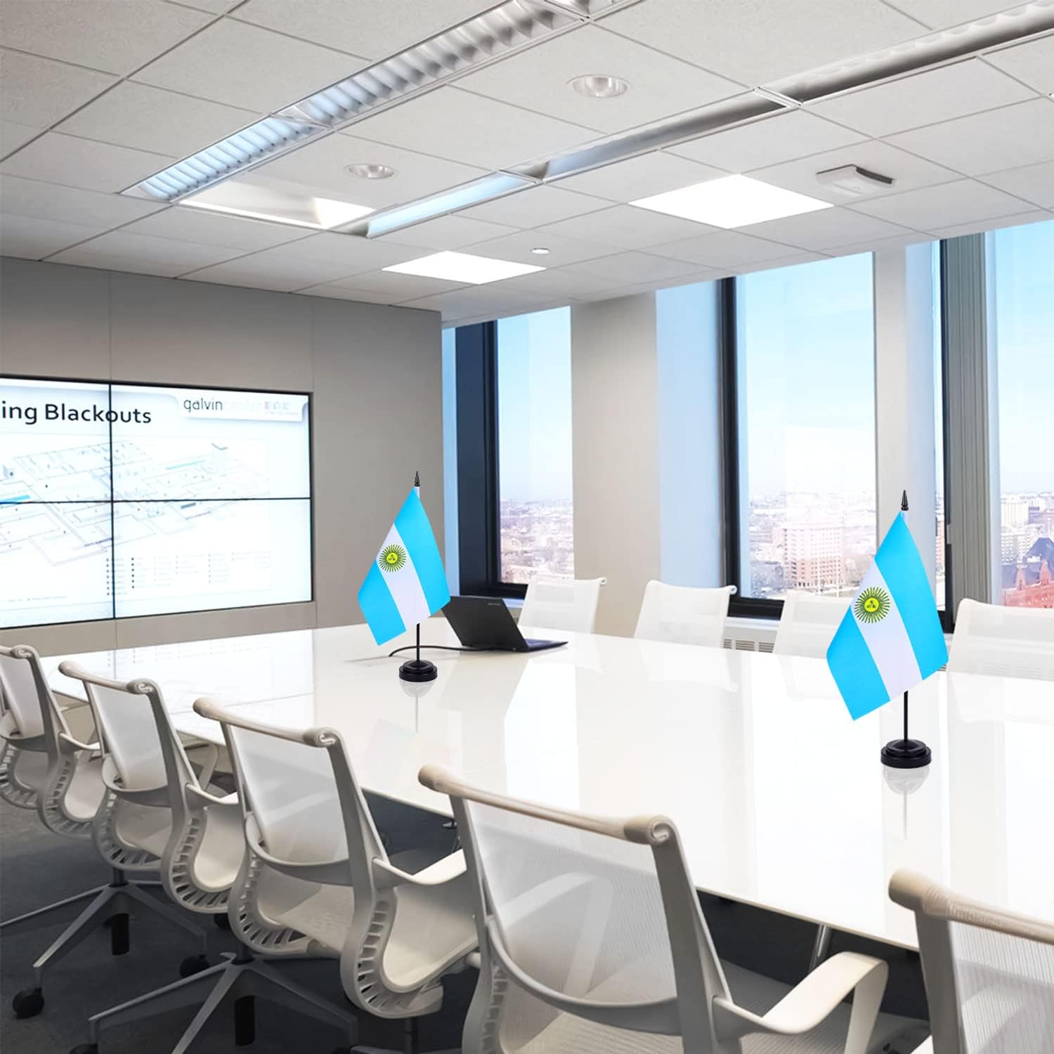 Bandera argentina de Argentina, bandera de mesa de Argentina, pequeña, mini banderas de escritorio de oficina argentina con base de soporte,