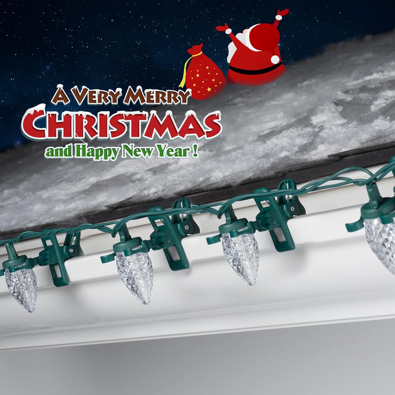 C7 C9 – Clips de resorte para luces navideñas, 50 unidades de luces navideñas, clips de resorte rápido, clips de tejas y canaletas inastillables