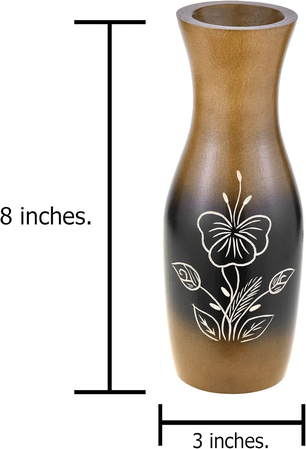 AeraVida Florero de madera de árbol de mango tallado a mano de hibisco marrón decorativo único