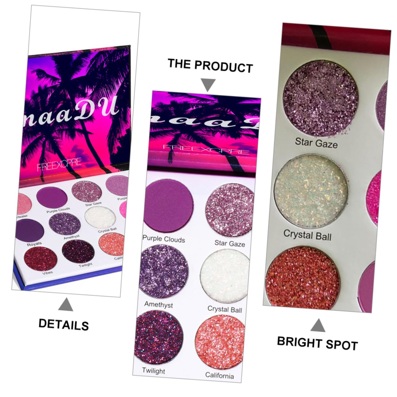 FOMIYES 1 caja paleta de sombra de ojos paleta de maquillaje bandeja de metal brillo sombra de ojos cosméticos paleta de sombra de ojos sombra de