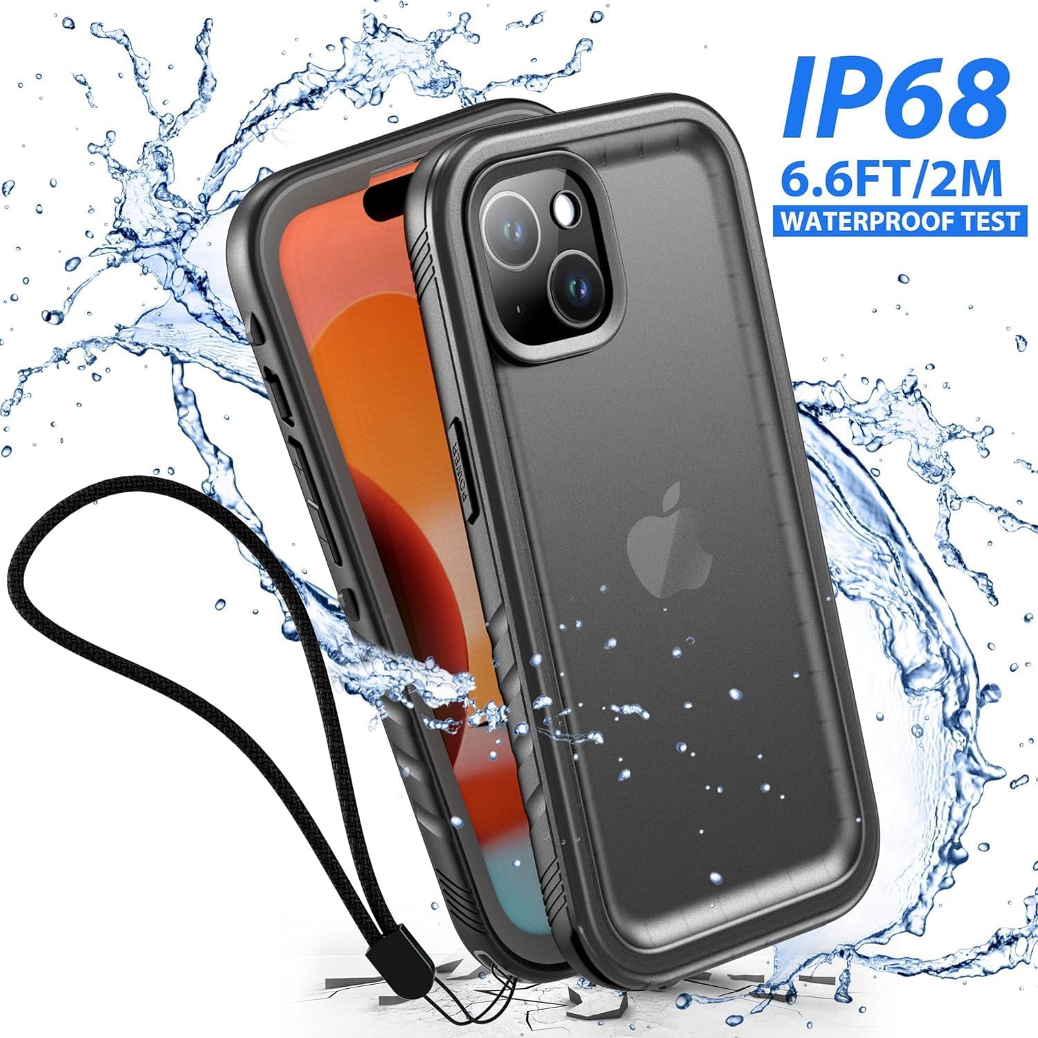 SPORTLINK Funda impermeable para iPhone 15, protector de pantalla integrado IP68 bajo el agua 6.6 pies a prueba de caídas militar a prueba de polvo