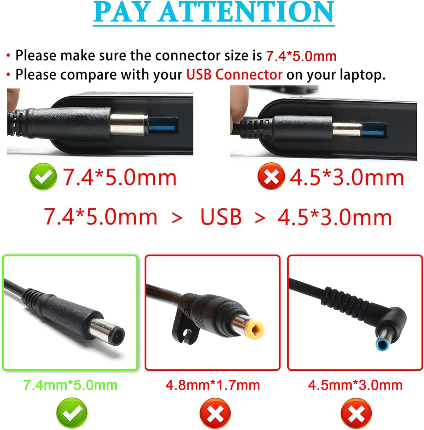 Cargador adaptador de CA para portátil HP Pavilion DV7-1245eo dv7-3160us dv3t-2000, dv7-1448dx dv7-1275dx DV7-4180us DV7-4190us, HP Pavilion