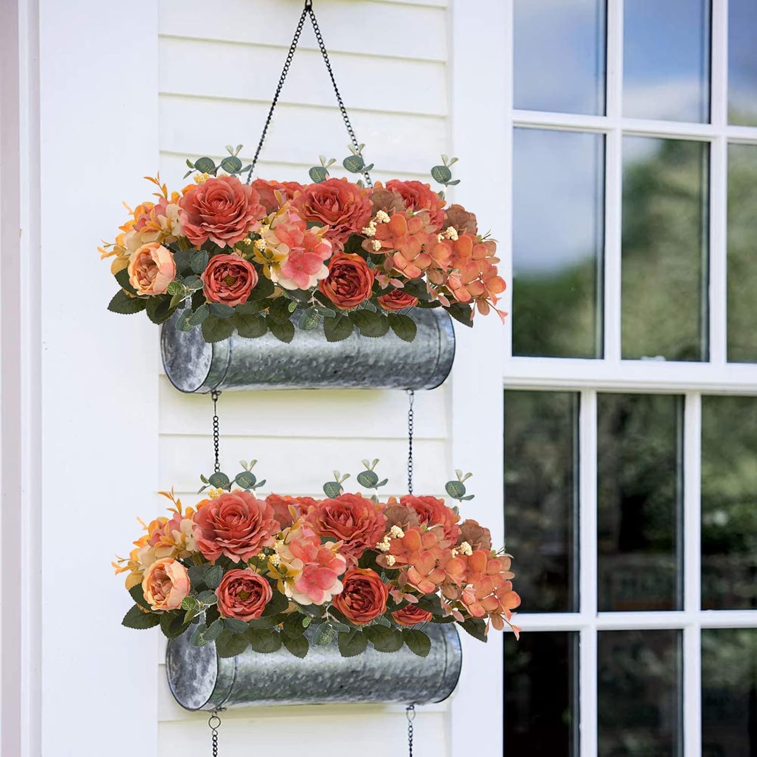 2 paquetes de flores artificiales para exteriores, flores artificiales de látex, ramo de flores de seda artificial para decoración de boda, para