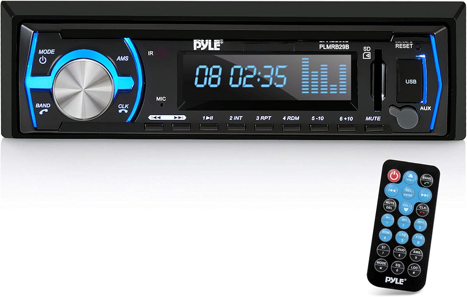 Rockville Par de altavoces marinos MS40B negros de 4 pulgadas y 200 vatios, compactos y potentes y Pyle Radio estéreo Bluetooth marina de 12 V,