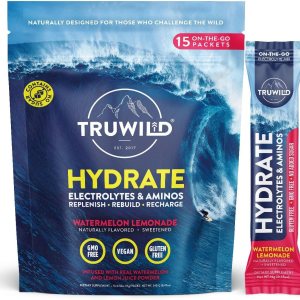 TruWild Polvo de hidratación natural de una sola porción sin azúcar, electrolitos veganos + aminoácidos, bebida de recuperación para uso diario, TruWild Polvo de hidratación natural de una sola porción sin azúcar, electrolitos veganos + aminoácidos, bebida de recuperación para uso diario,