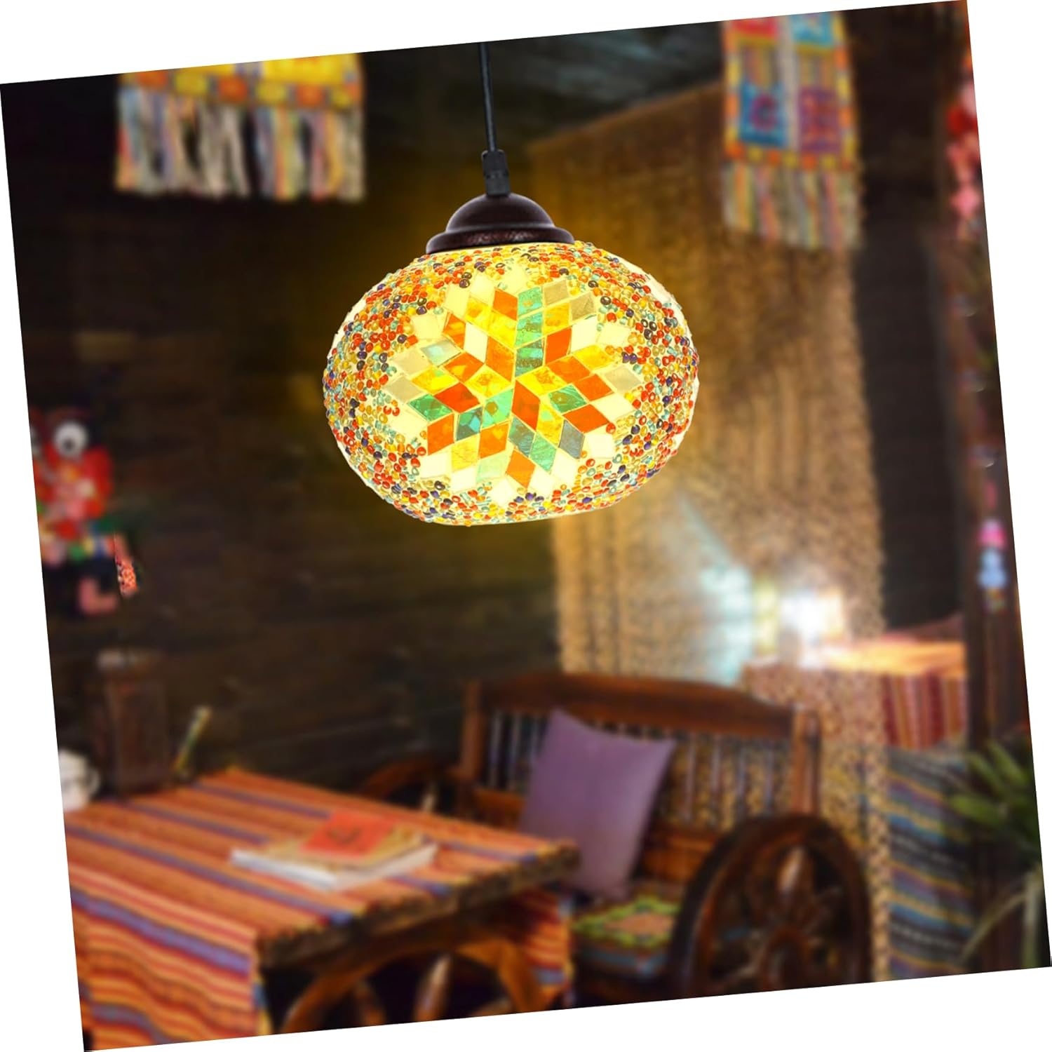 DOITOOL Pantalla de vitral de lámpara colgante pantalla de lámpara turca pantalla pantalla lámpara moderna pantalla Mediterráneo Turquía