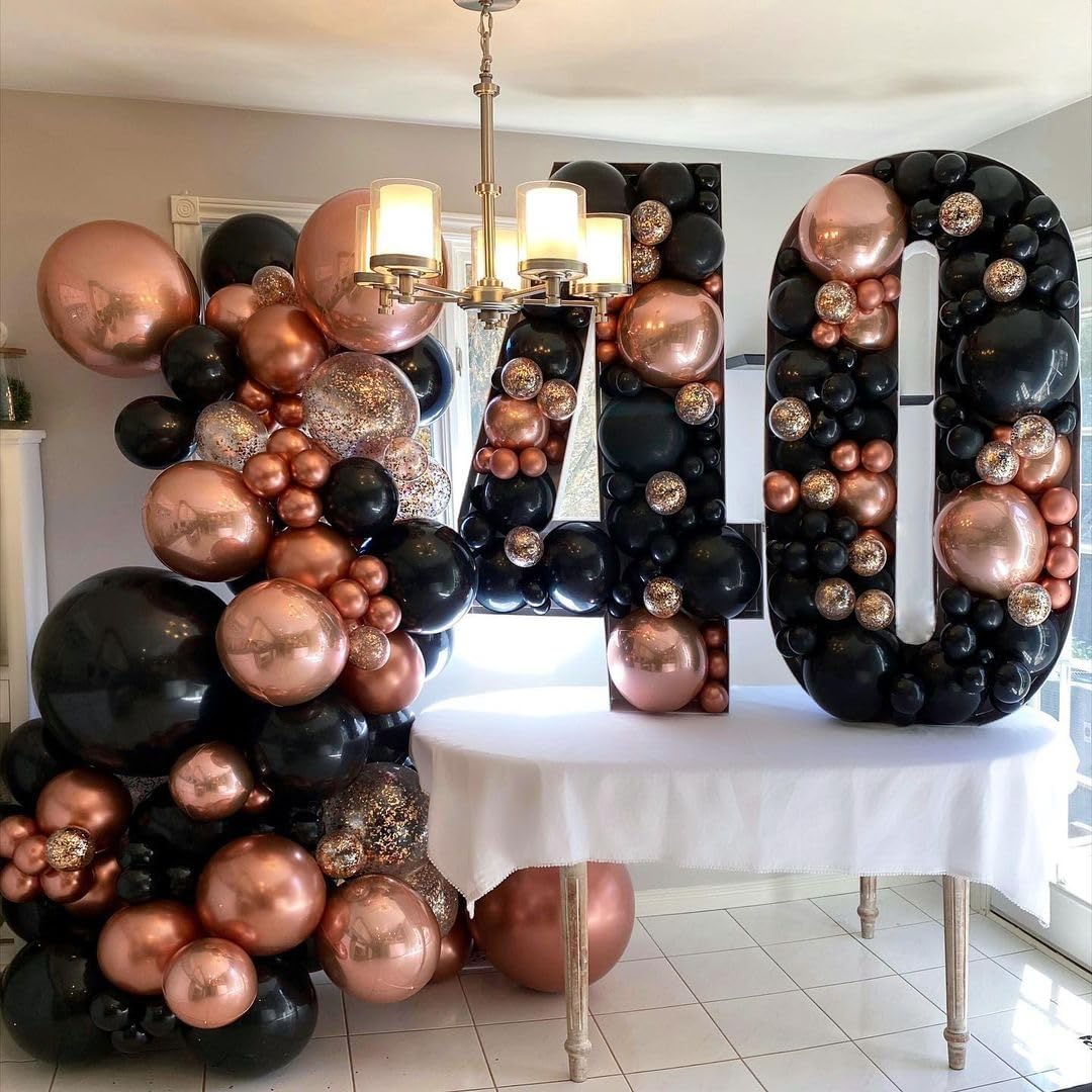Bezente Globos cromados metálicos de oro rosa, paquete de 100 globos redondos de látex de oro rosa de 12 pulgadas para decoración de bodas,
