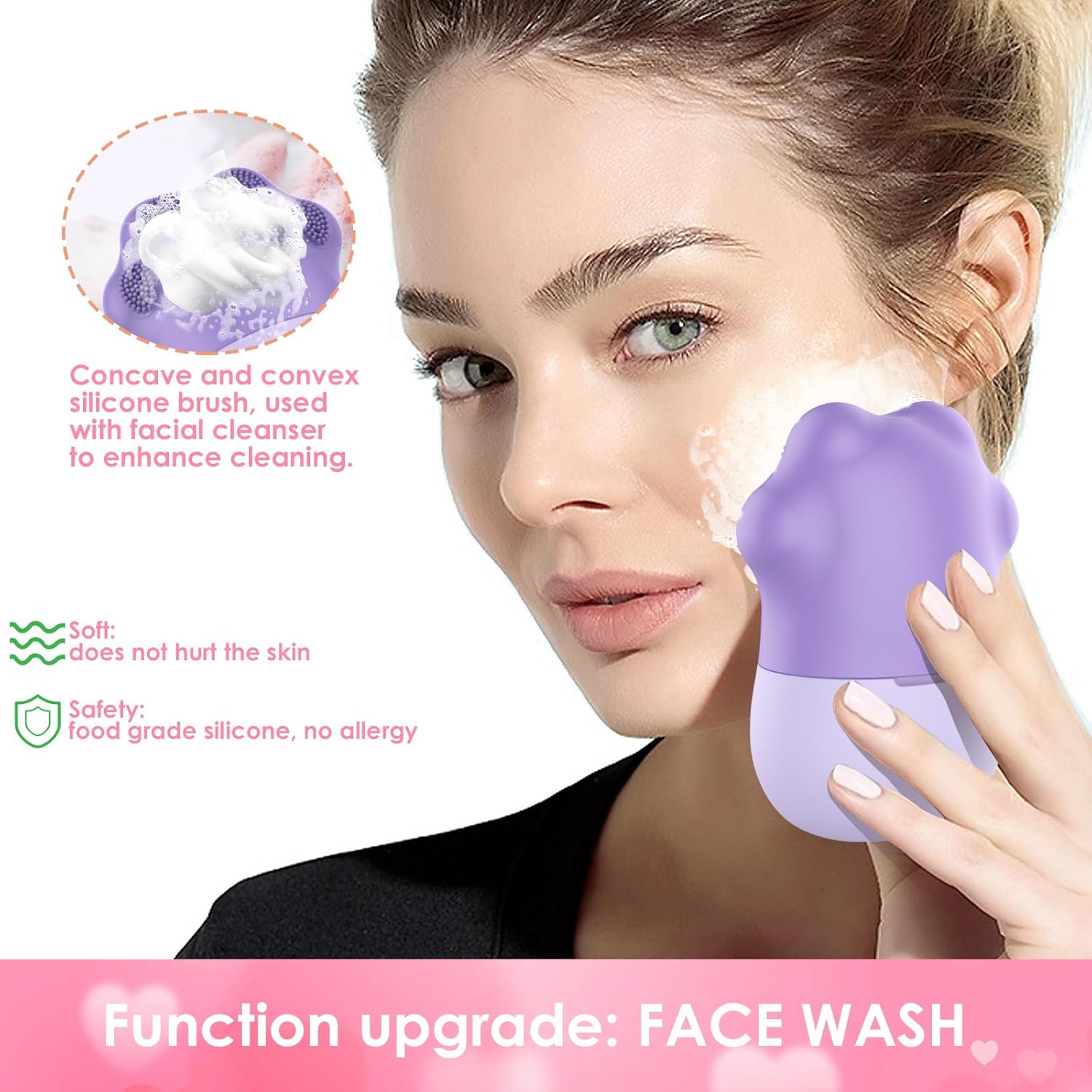 GeeRic Rodillo facial de hielo, cepillo de limpieza facial de hielo de silicona, contorno de cara de cubo para ojos y cuello, rodillo de masaje