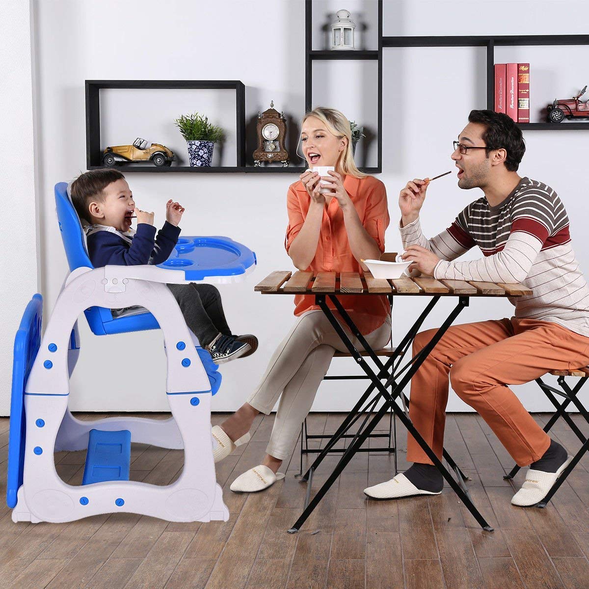 HONEY JOY Silla alta 5 en 1, silla alta convertible para bebés y niños pequeñosjuego de sillas de mesaasiento elevadorsilla para niños pequeños con