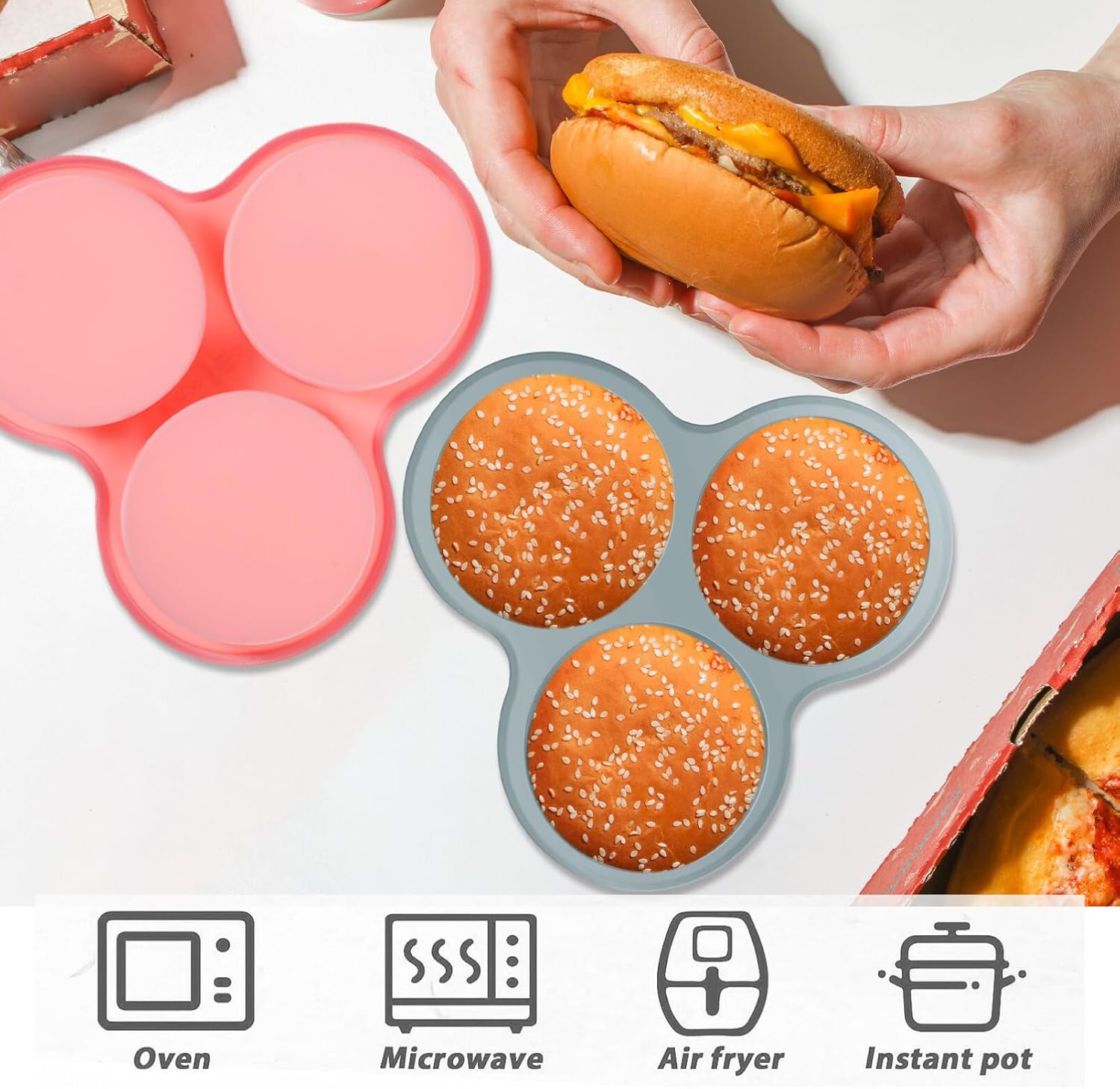 Mobestech 2 moldes de silicona para huevos, freidora de aire para bocados de huevo, moldes de silicona para muffins, moldes de chocolate, sándwiches