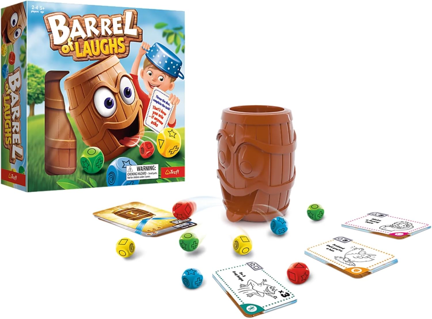 Trefl Barrel of Laughs – Juego de mesa familiar, juego de dados, juego de cartas, juego de fiesta para adultos y niños a partir de 5 años