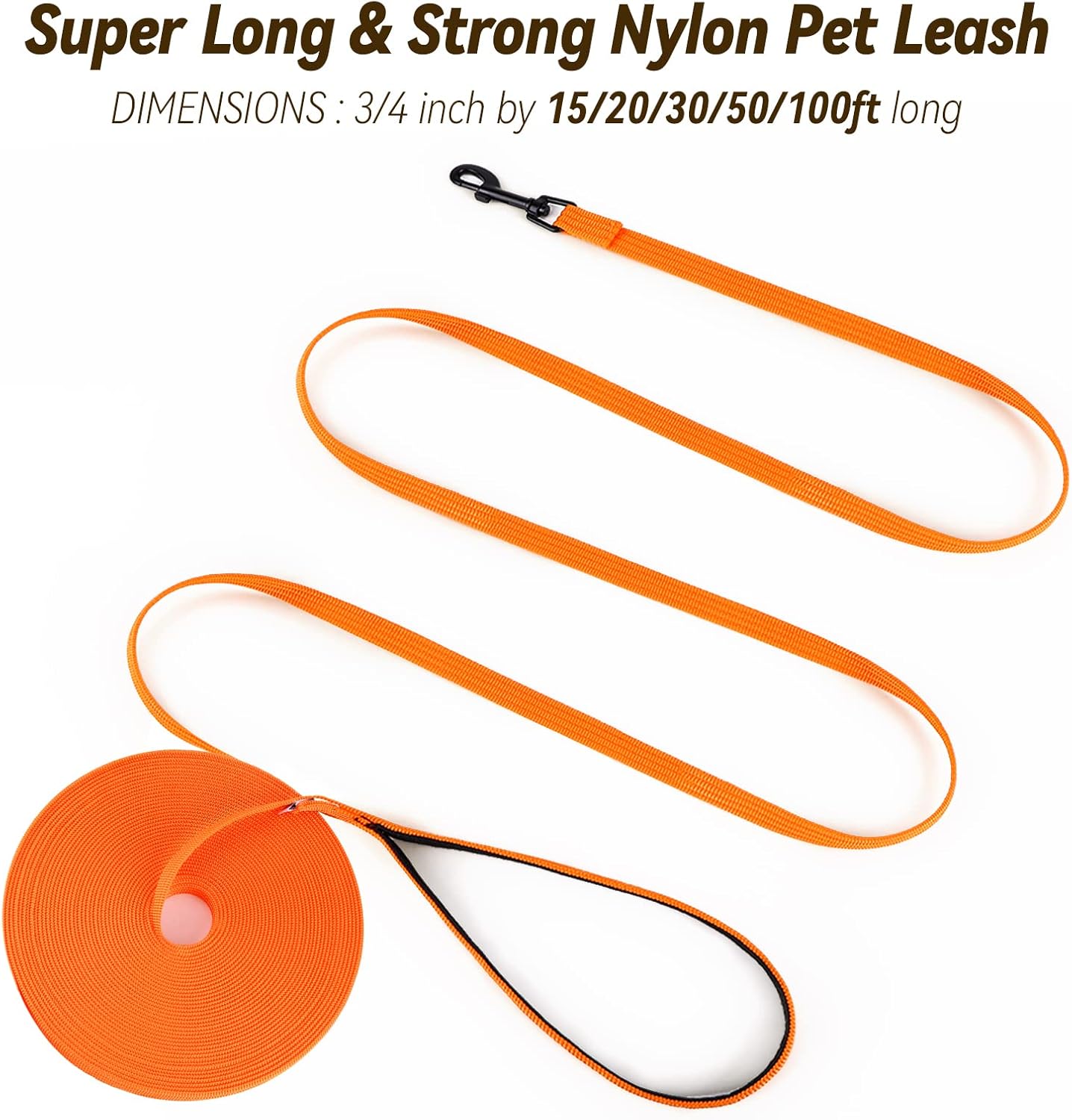 Lynxking Correa de entrenamiento para perros, correa de agilidad larga de obediencia de 15 pies, 30 pies, 50 pies, perfecta para entrenamiento,