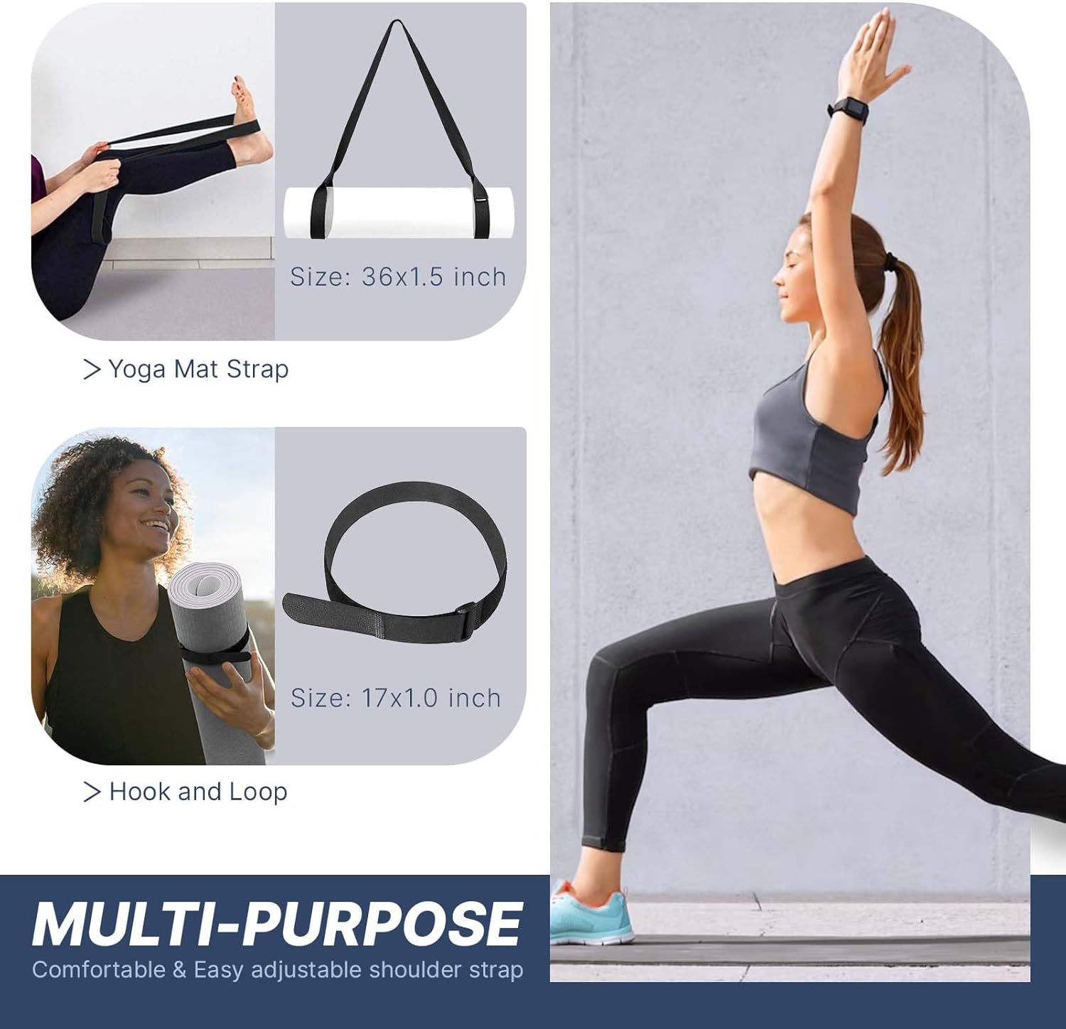 Yoga Mat Bag with Strap 14-inch Yoga Mat Holder Exercise Yoga Mat Carrier for Women