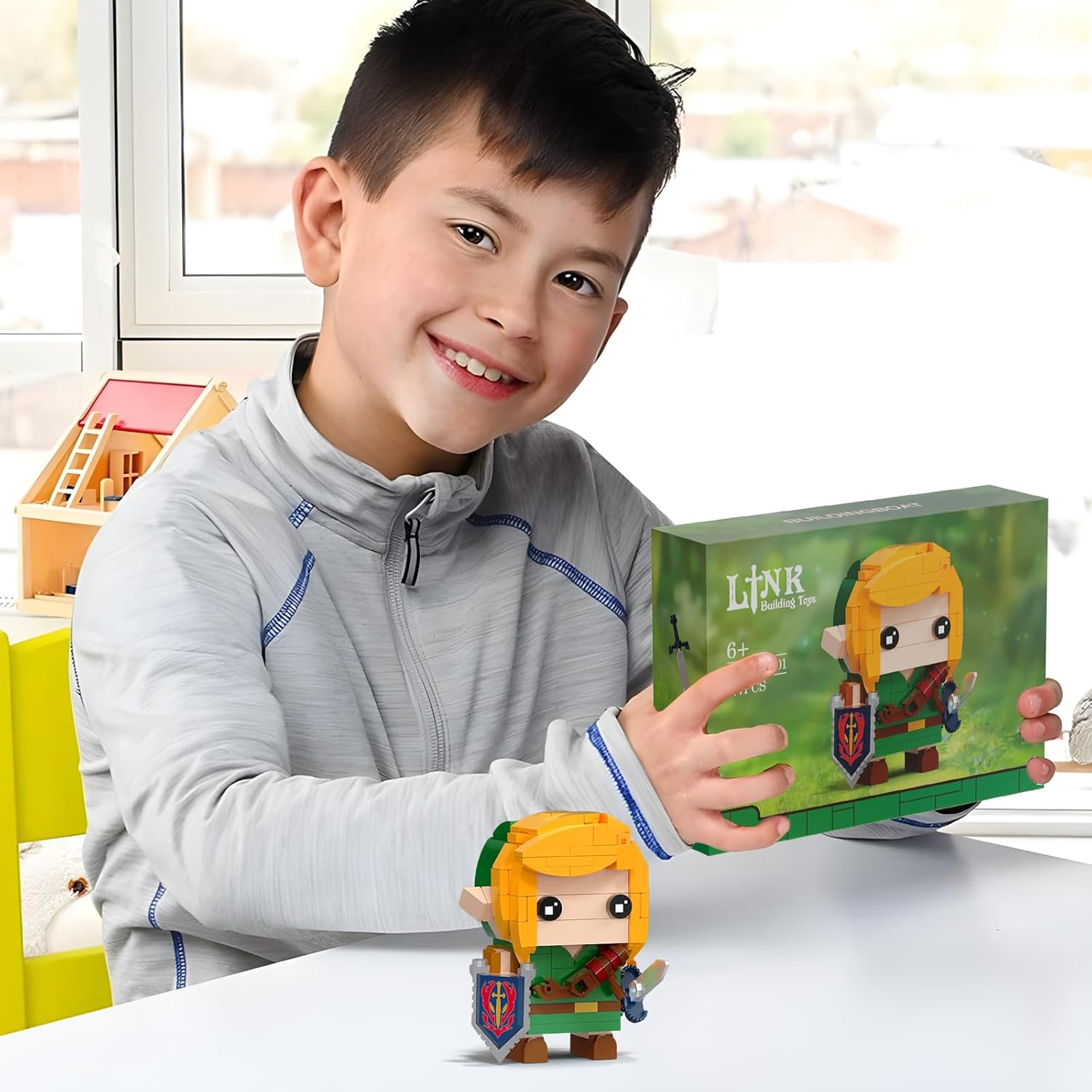 Juego de construcción de enlaces, figura de eslabones con espada maestra y escudo Hylian, grandes regalos de juguetes para fanáticos, niños y