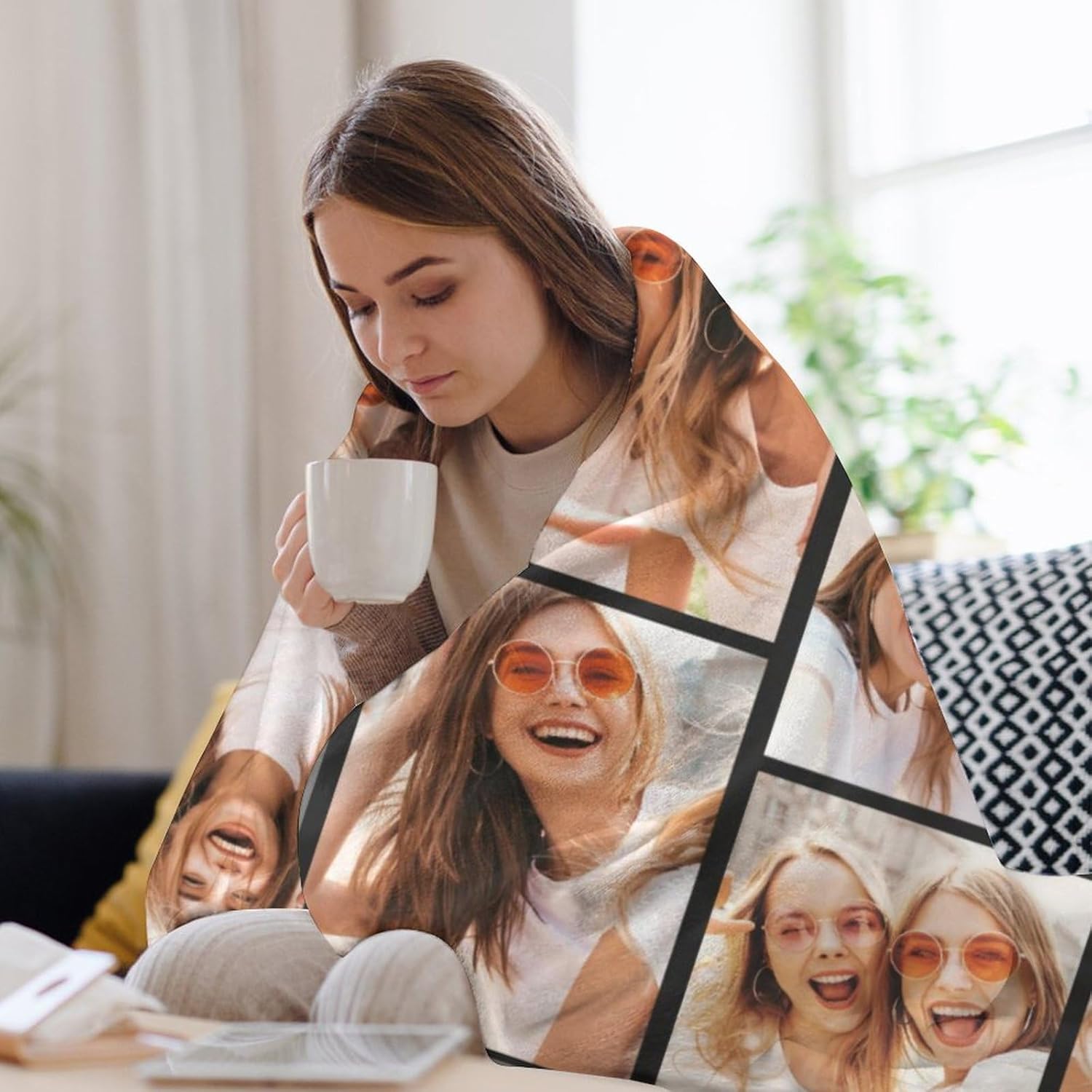D-Story Manta de fotos personalizada, regalos para amigos, regalos de cumpleaños personalizados para mejores amigas para mujeres, mantas de fotos