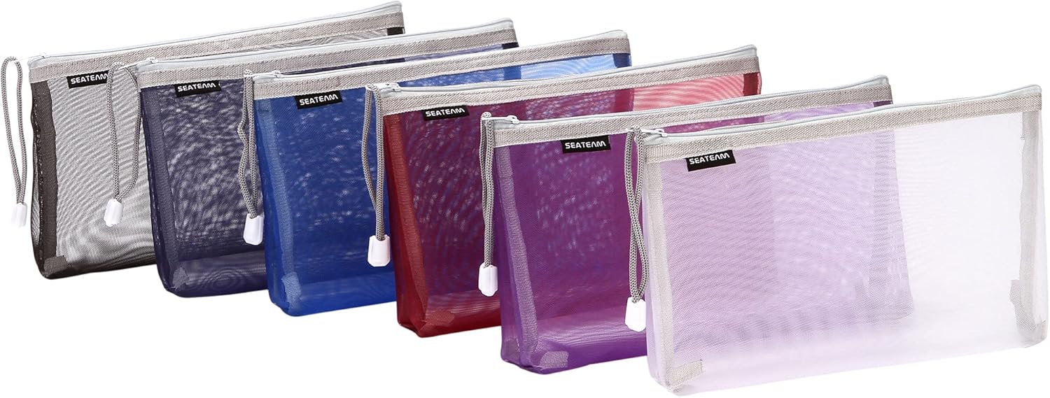 Sea Team Bolsa de aseo portátil multicolor multicolor de malla de nylon bolsa de maquillaje cosmético con cremallera, Colorido-D