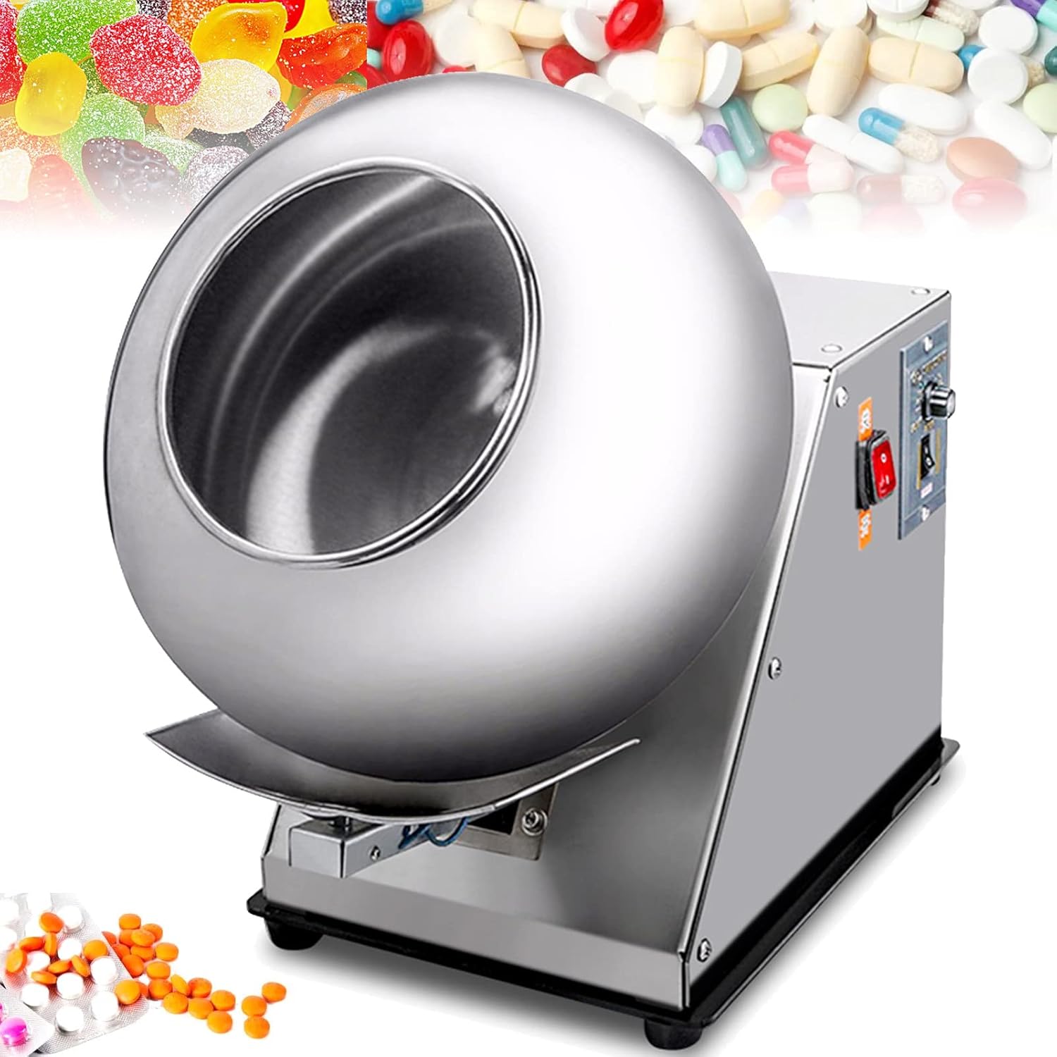 kubeier Máquina de recubrimiento de azúcar, pequeña máquina comercial para hacer cacerolas de chocolate, bandeja de recubrimiento de azúcar, pequeña