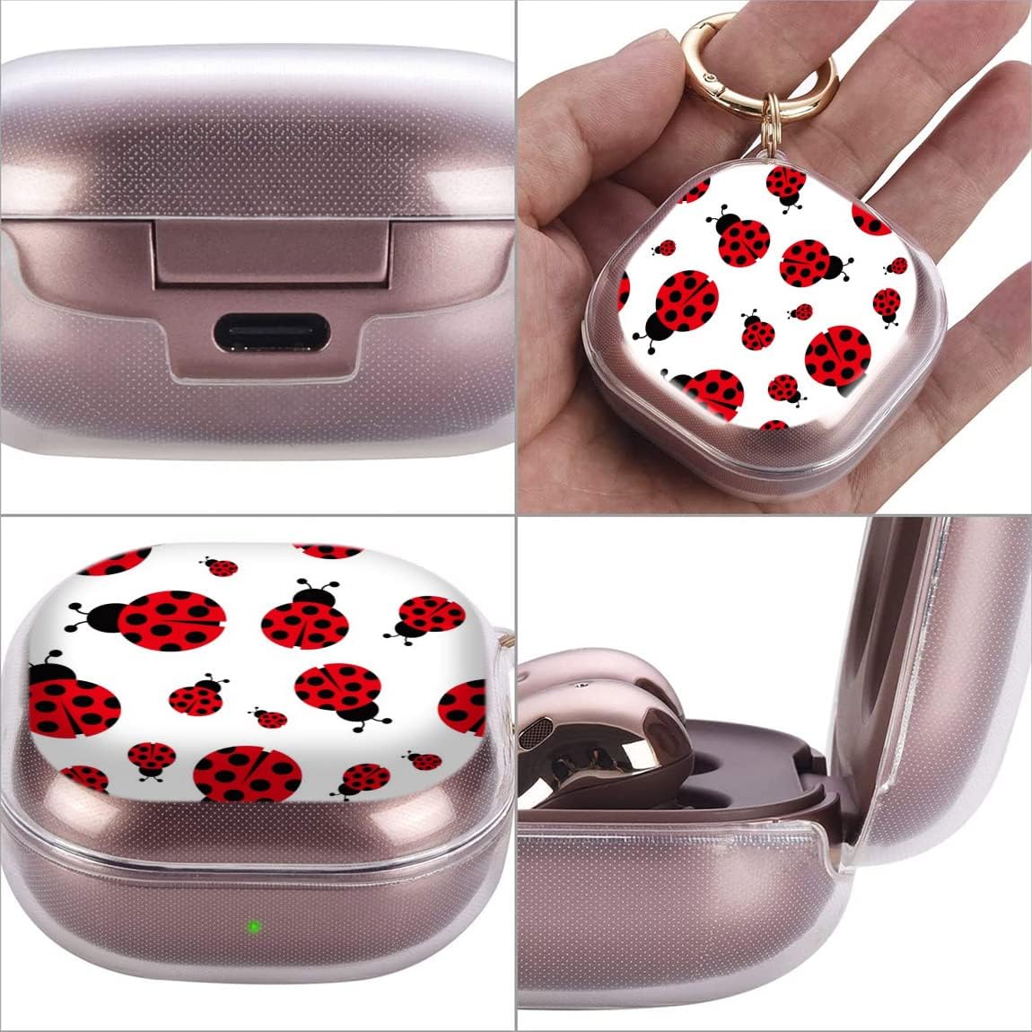 Funda protectora de TPU suave a prueba de golpes compatible con Galaxy Buds 2  Galaxy Buds ProGalaxy Buds Live – Patrón de mariquita