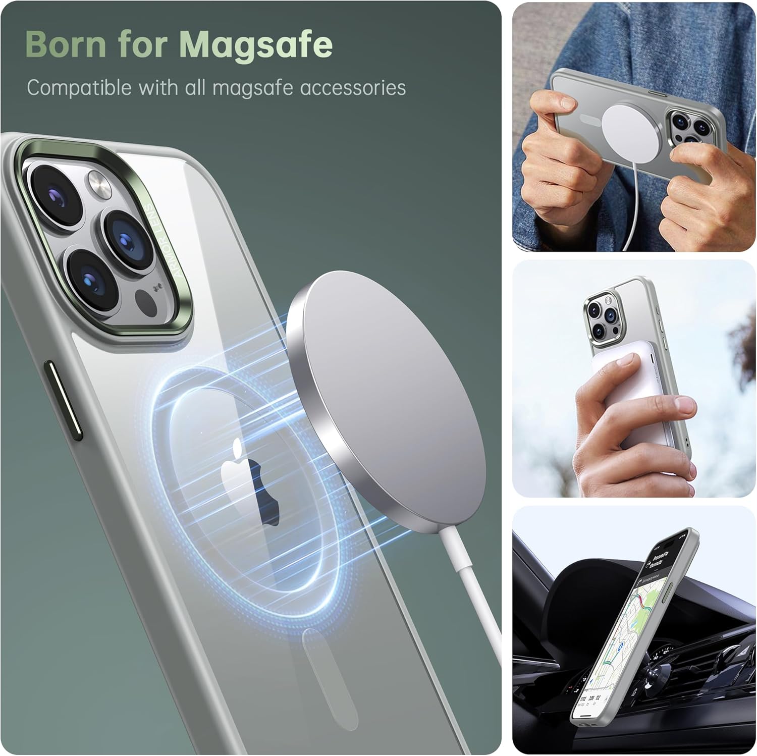 JUESHITUO Funda magnética para iPhone 15 Pro imanes N56 superfuertes Protección contra caídas de grado militar Precioso marco de lente metálico con