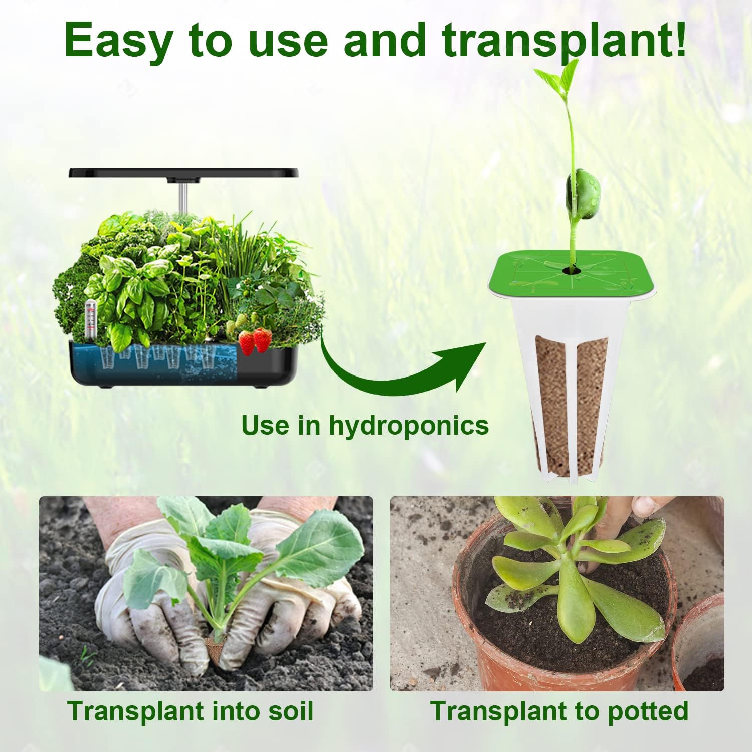 Ambgrow 90 esponjas de cultivo y cestas para sistema de cultivo hidropónico, suministros hidropónicos para plantas de interior, compatibles con Idoo