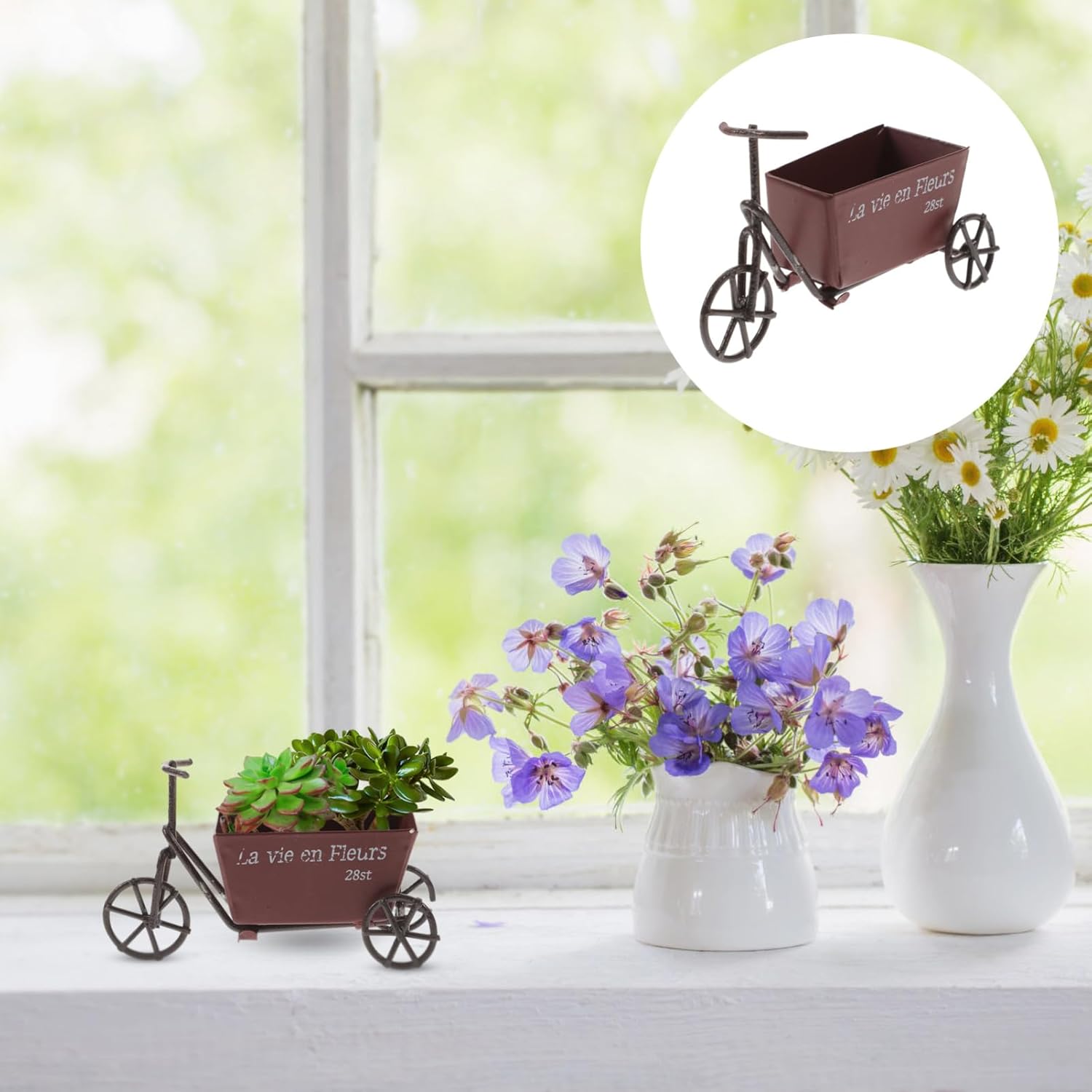 Yardenfun Caja Carretilla Maceta Maceta Carro Jardinera Carro Jardinera Carro Suculenta Maceta Micro Paisaje Macetero Maceta Soporte Metal Flower