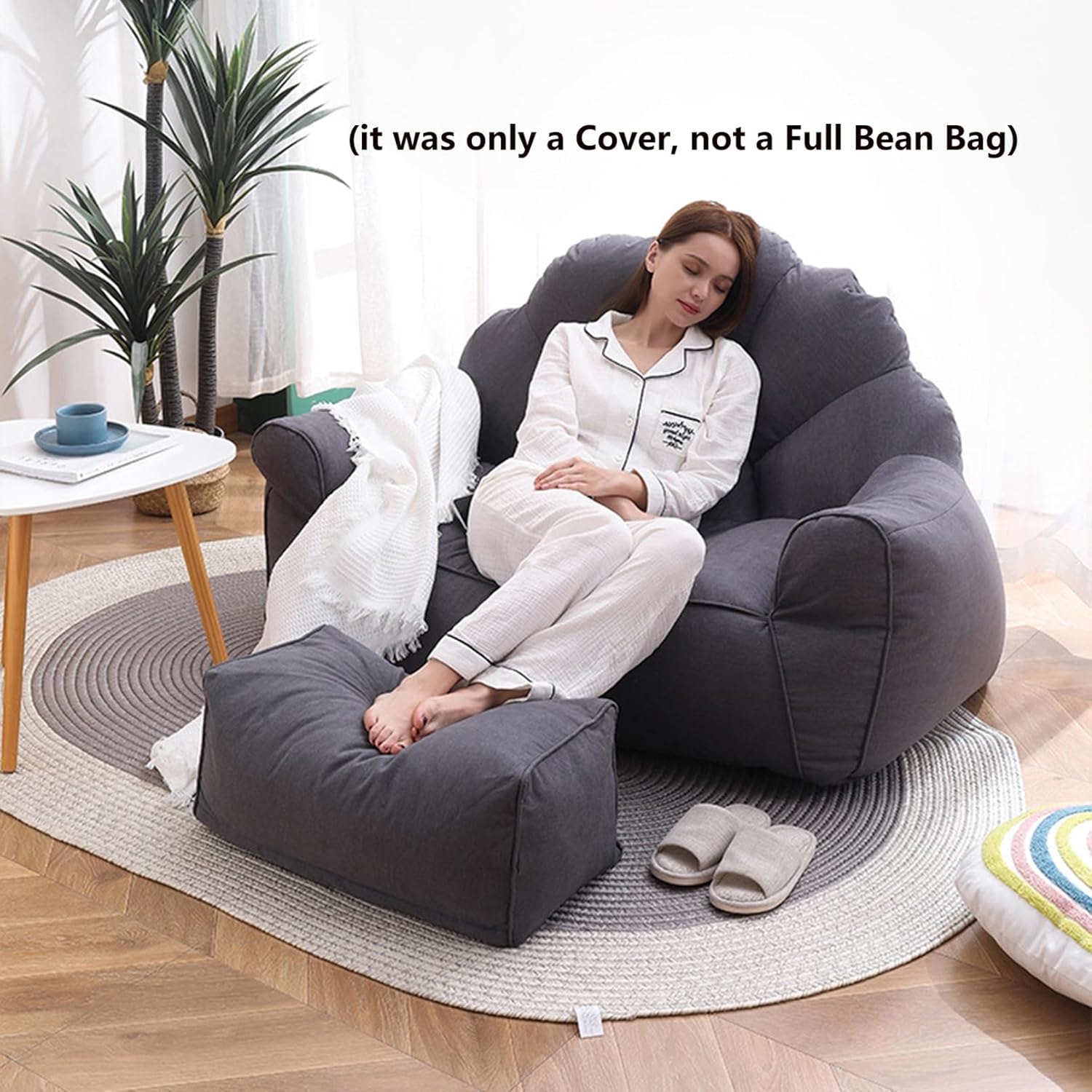 Funda para sofá perezoso, doble puf, sofá perezoso para dormitorio, sala de estar, apartamento (solo incluye una funda, no un puf completo, sin
