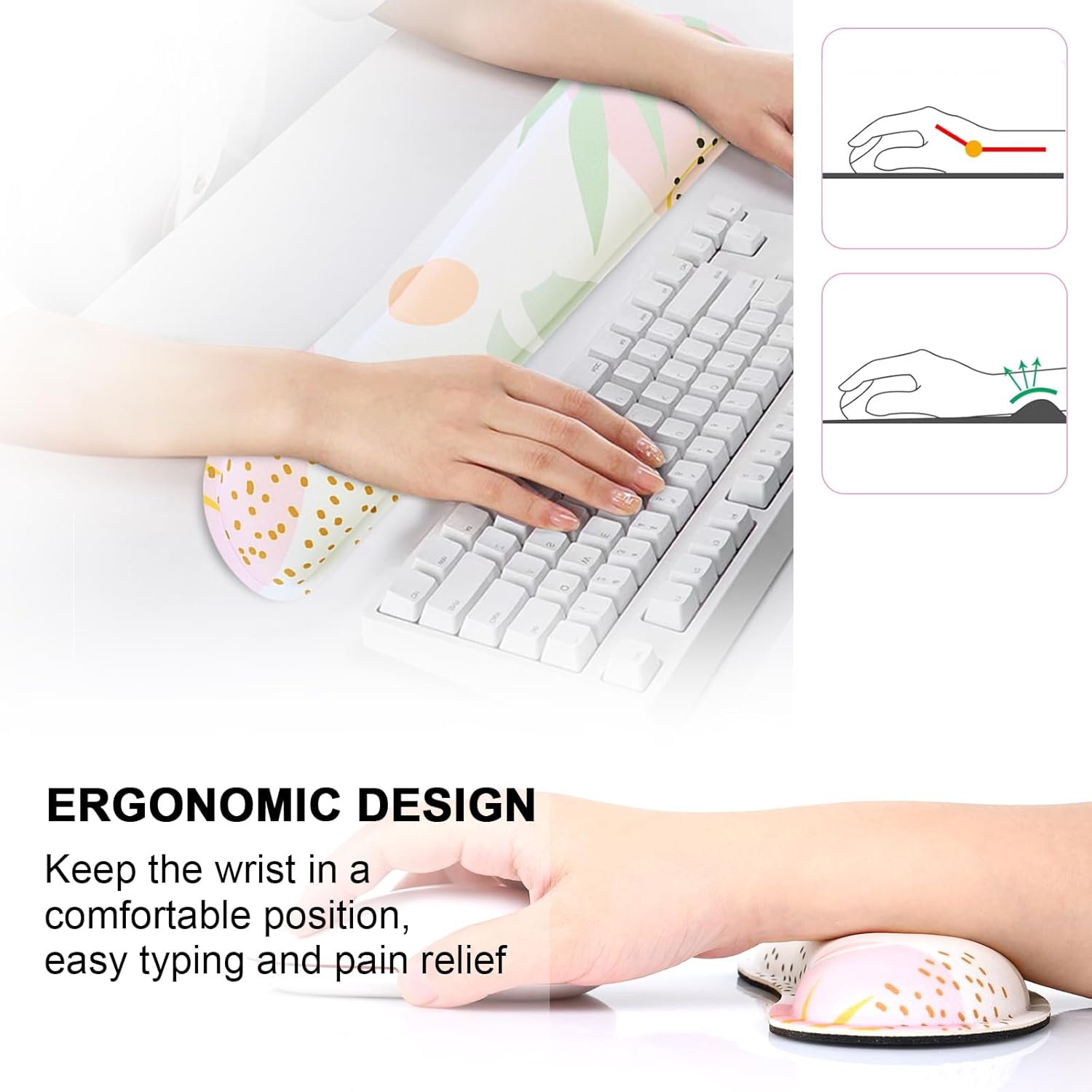 VAGAU Juego de alfombrillas para mouse y teclado, alfombrilla grande para mouse para juegos + reposamuñecas para teclado + soporte de muñeca +