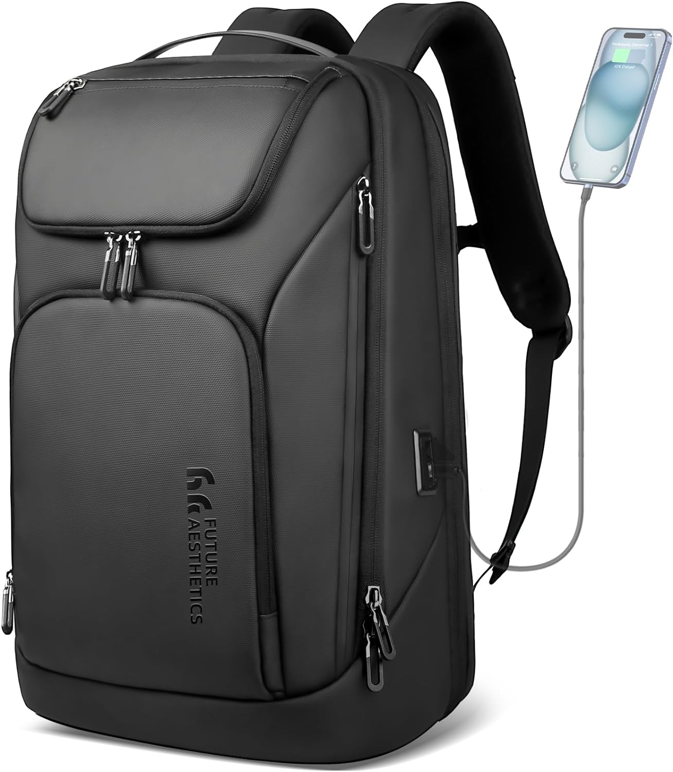 Mochila de negocios para hombre, mochilas antirrobo inteligentes para laptop de 17.3 pulgadas con puerto de carga USB, resistente al agua, mochila