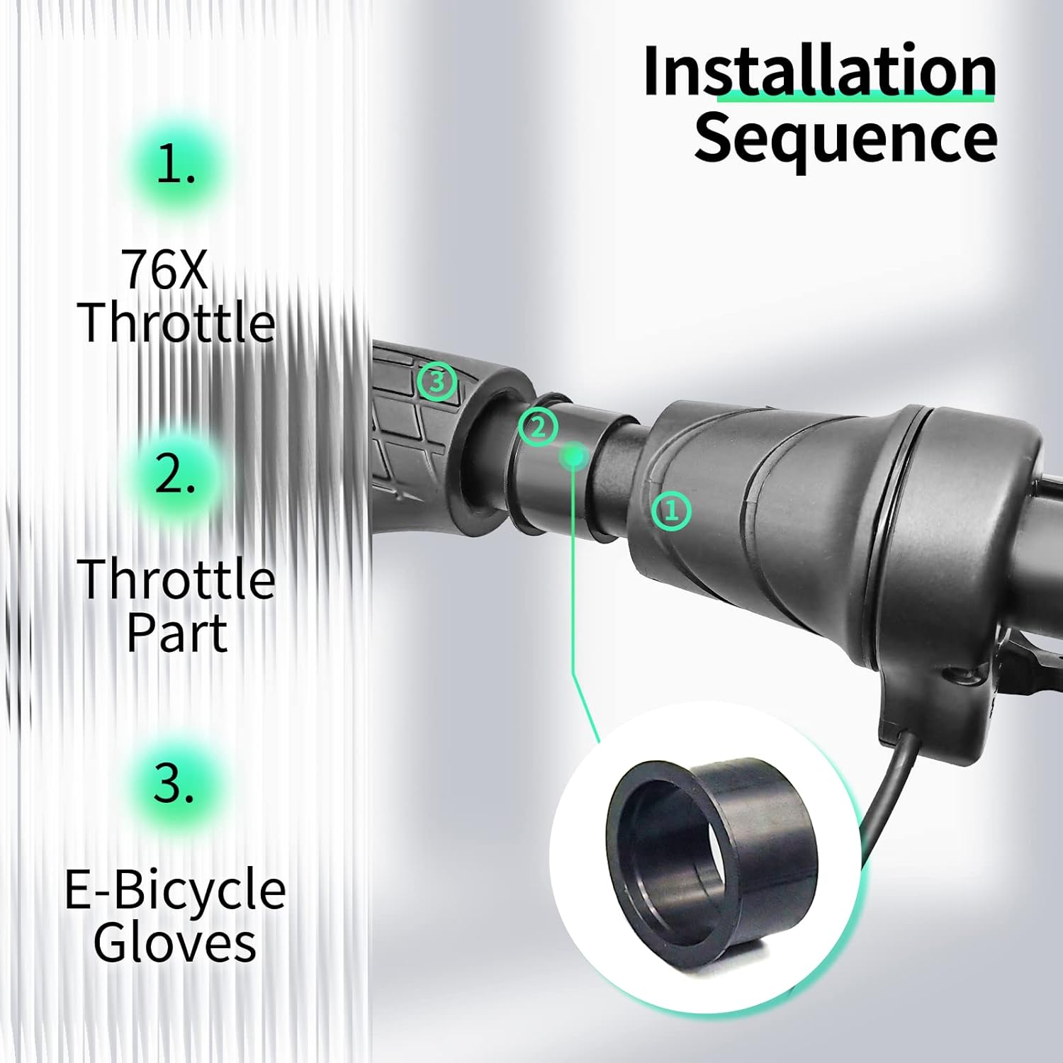 MUSELK Bicicleta eléctrica 20X Full Half Twist Acelerador Mango derecho Acelerador 3PIN Conector hembra para BBS01 BBS02 BBSHD Mid Motor Acelerador