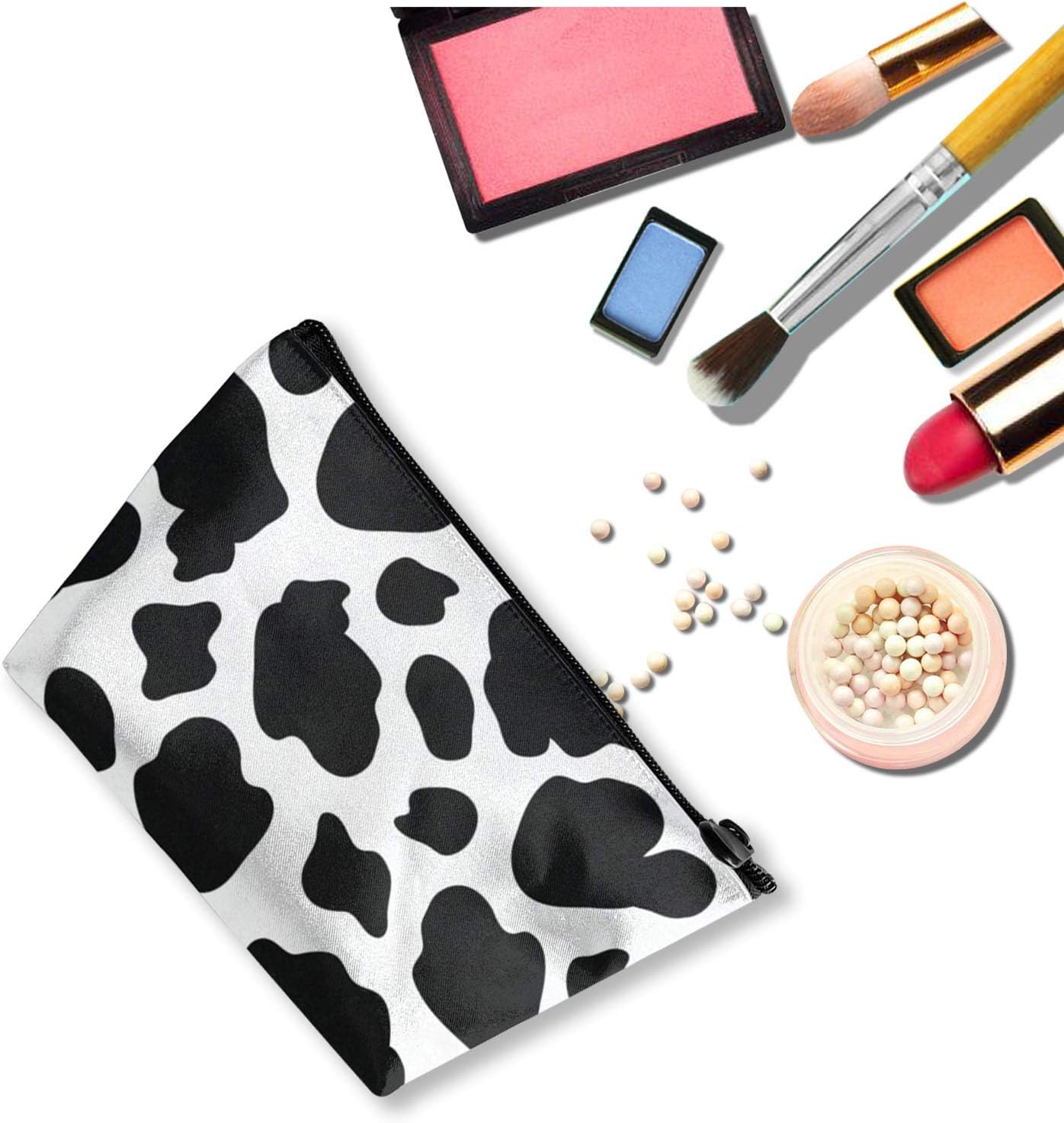 MSGUIDE Bolsa de cosméticos con estampado de vaca, bolsa de maquillaje portátil de viaje, neceser de maquillaje, organizador de accesorios,