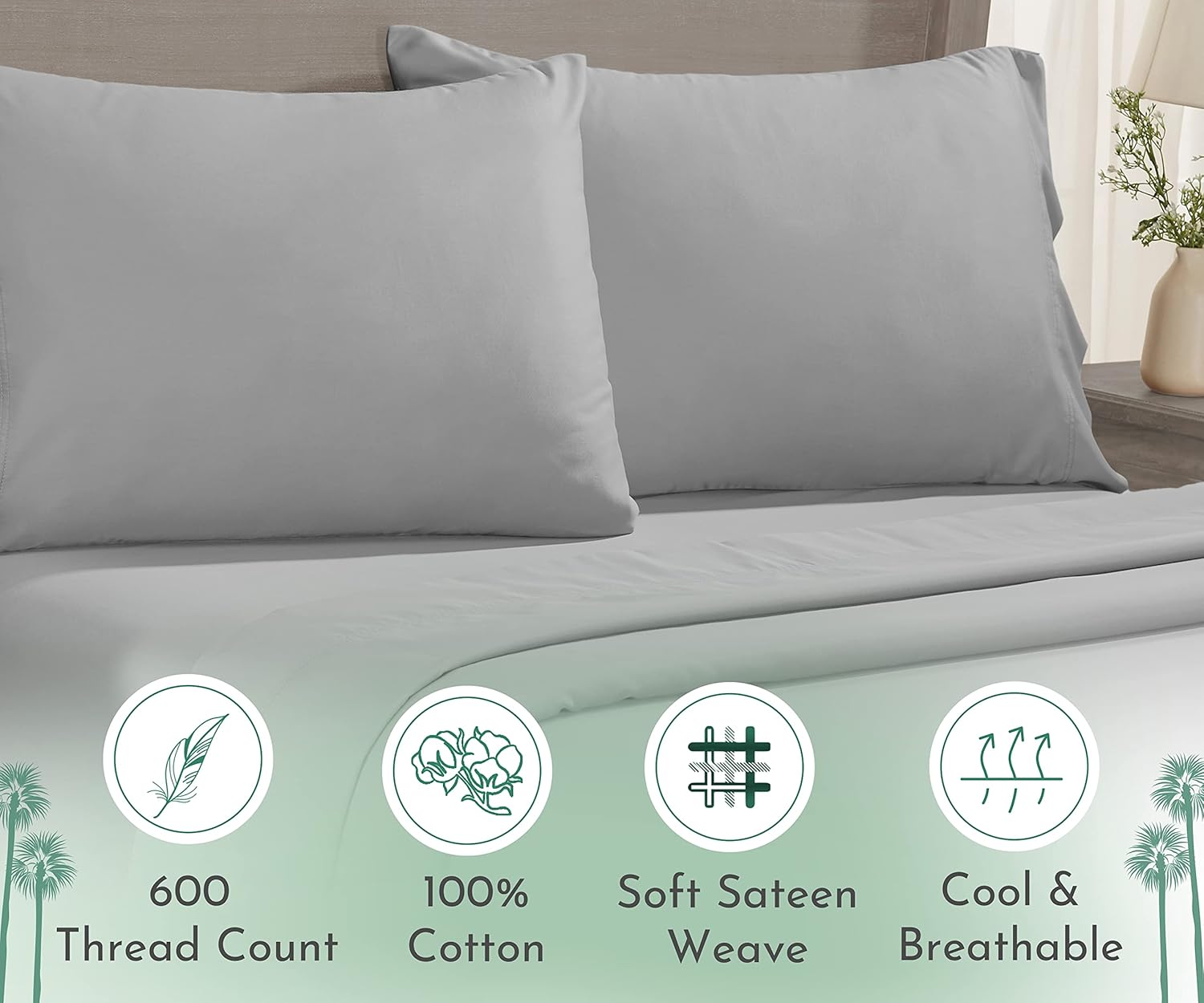 California Design Den – Juego de 2 fundas de almohada lujosas y suaves con calidad de hotel, de tamaño king, 100 % algodón, 600 hilos, fundas