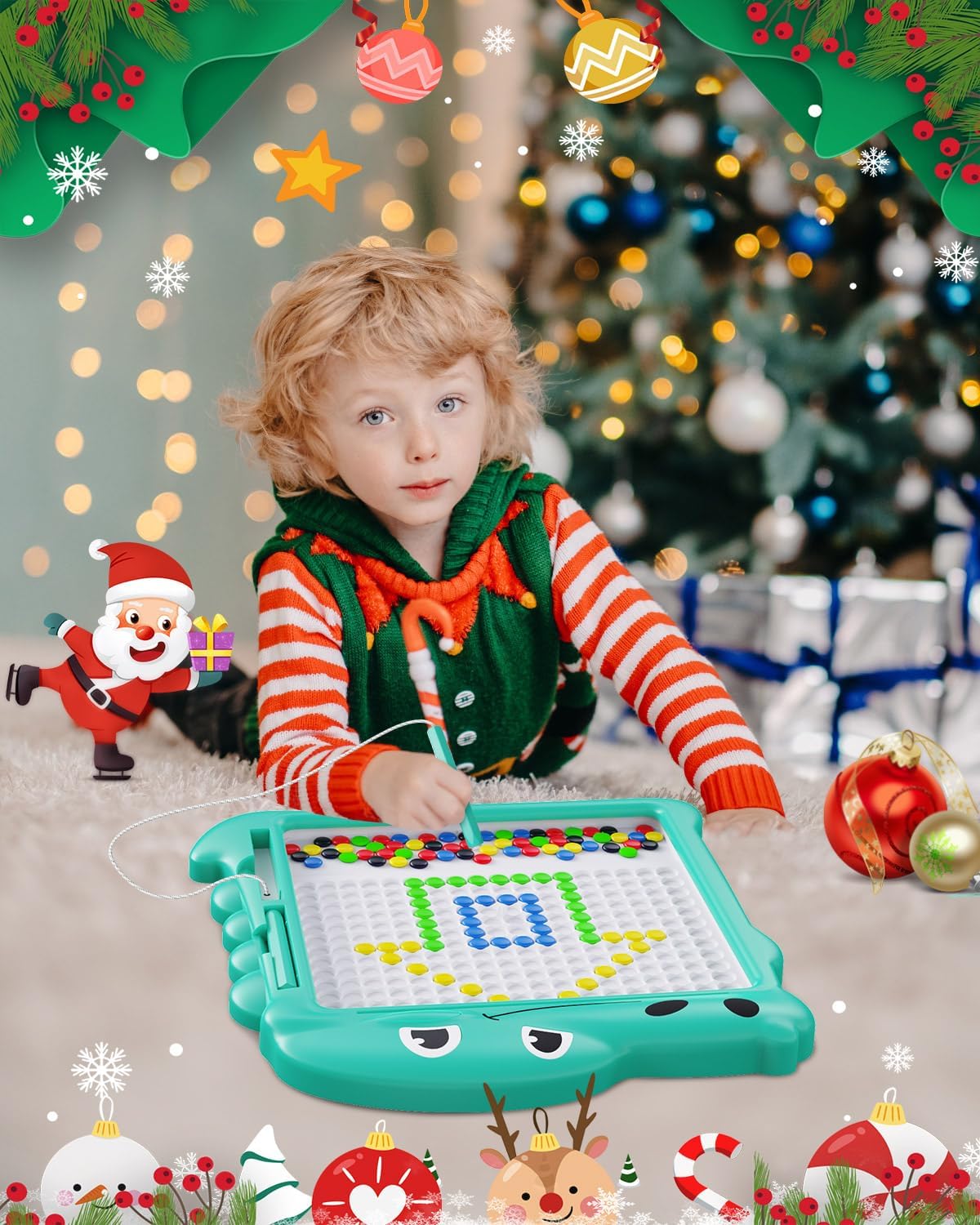 LQYoyz Tablero de dibujo magnético, tablero magnético de dinosaurios con luz LED, juguetes magnéticos educativos preescolares para niños de 3, 4, 5,