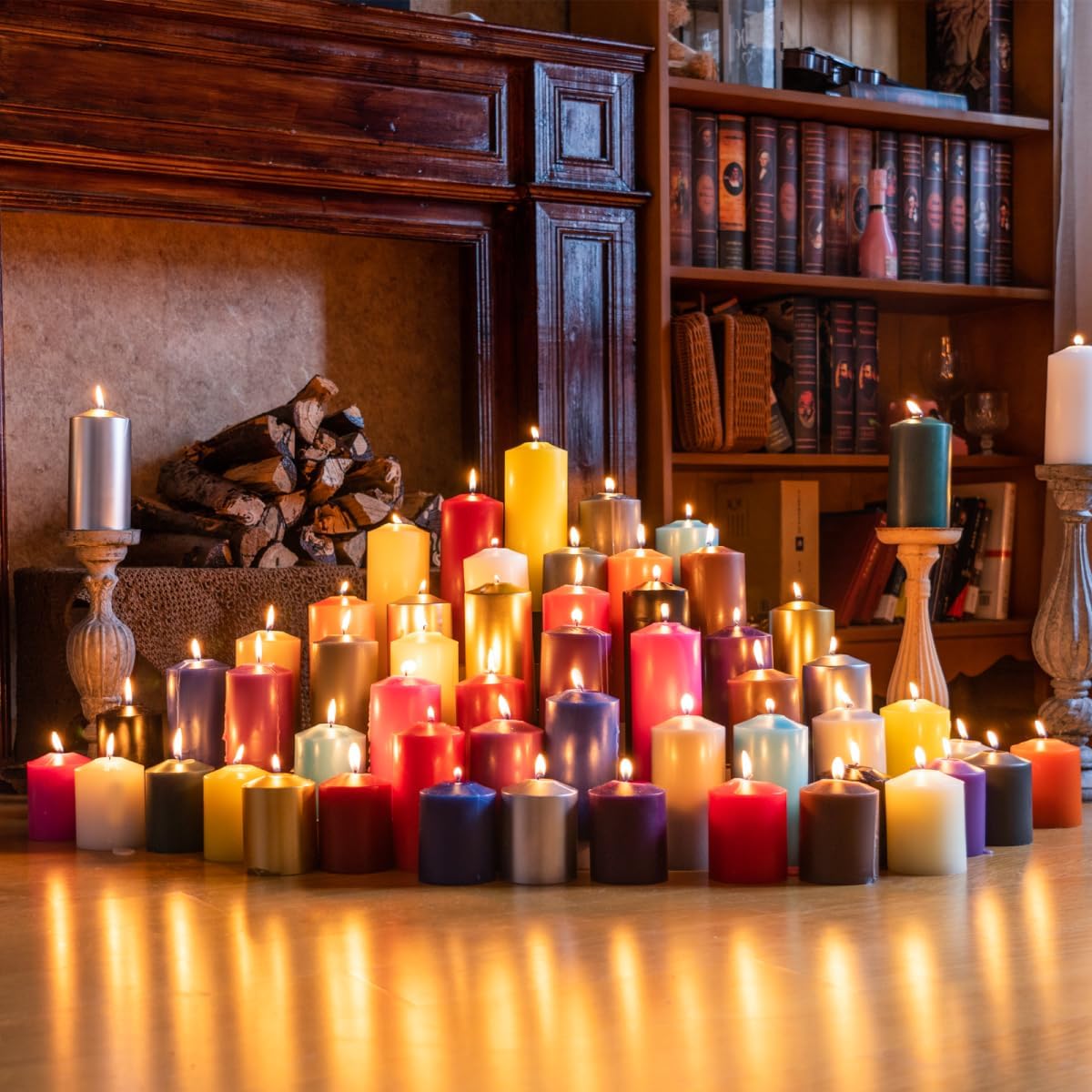Velas sin perfume vertidas a mano de 3 x 8 pulgadas, juego de 2 velas de pilar negras grandes, sin goteo, aproximadamente 120 horas de combustión,