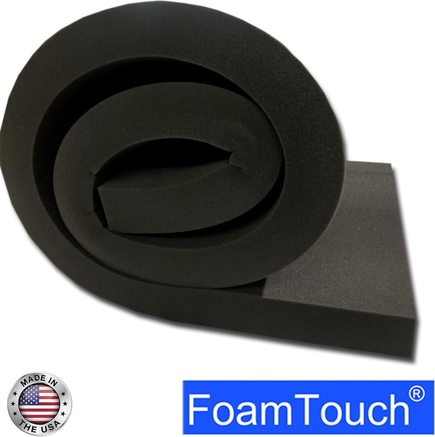FoamTouch Espuma de alta densidad de carbón de 4 pulgadas de grosor x 24 pulgadas de ancho x 72 pulgadas de largo, ideal para acolchado de espuma,