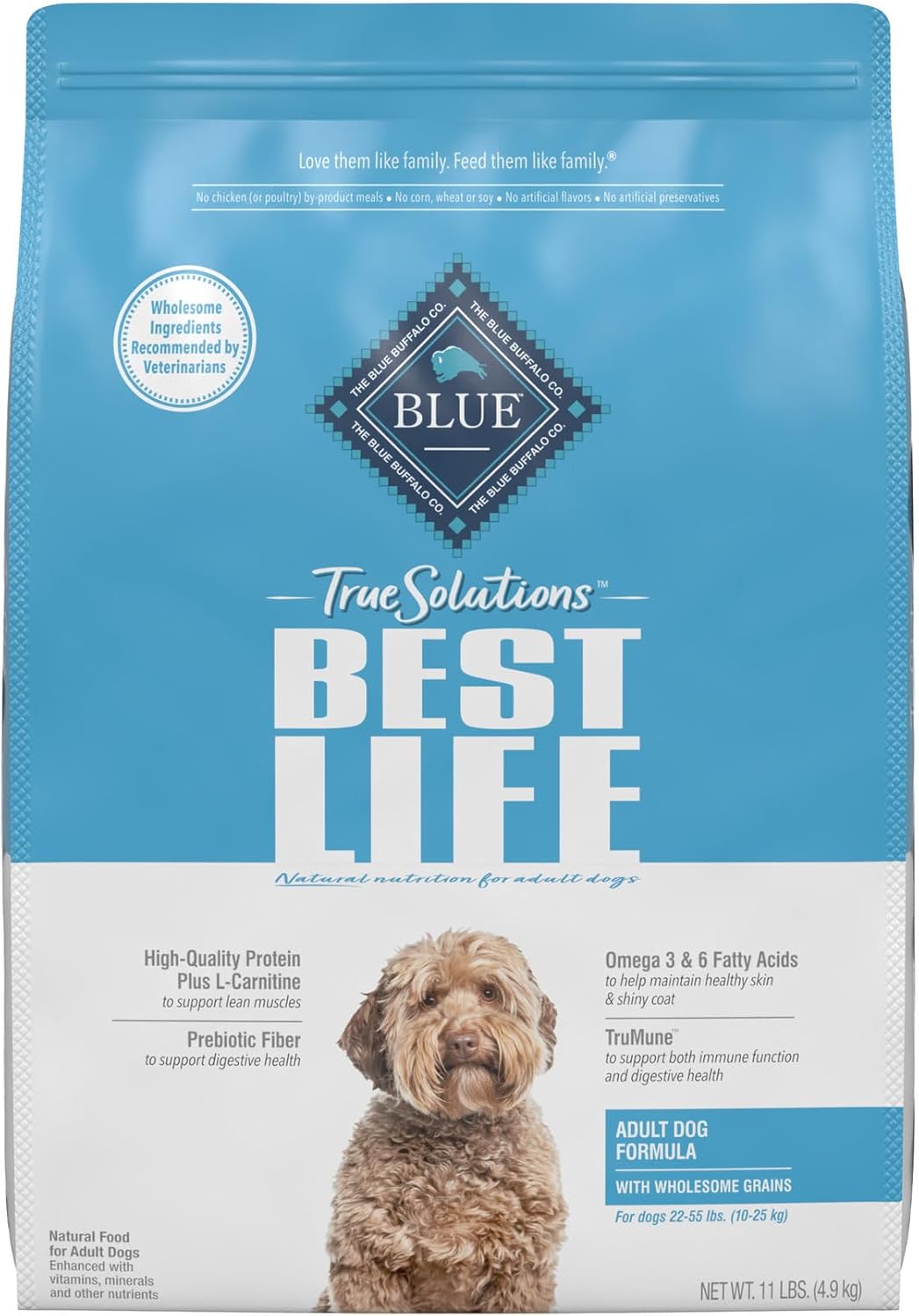 Blue Buffalo True Solutions Best Life – Alimento seco natural para perros adultos de raza media, pollo, 11 libras
