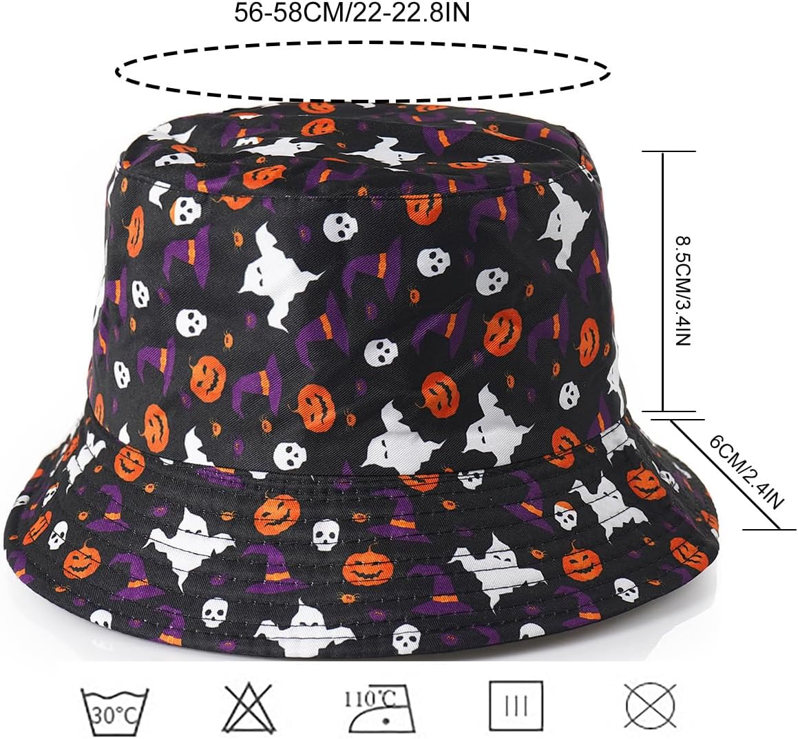 Sombrero de pescador de Halloween, sombrero de playa para el sol, divertido sombrero de pesca para mujer, reversible de doble cara
