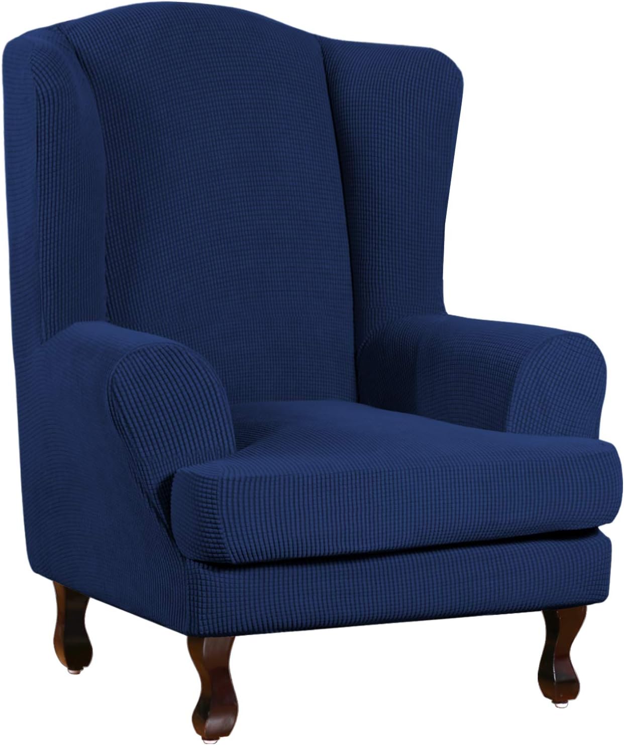 Turquoize Fundas para silla Wingback, fundas elásticas para sillas de respaldo alado, tela jacquard de elastano con parte inferior elástica, funda
