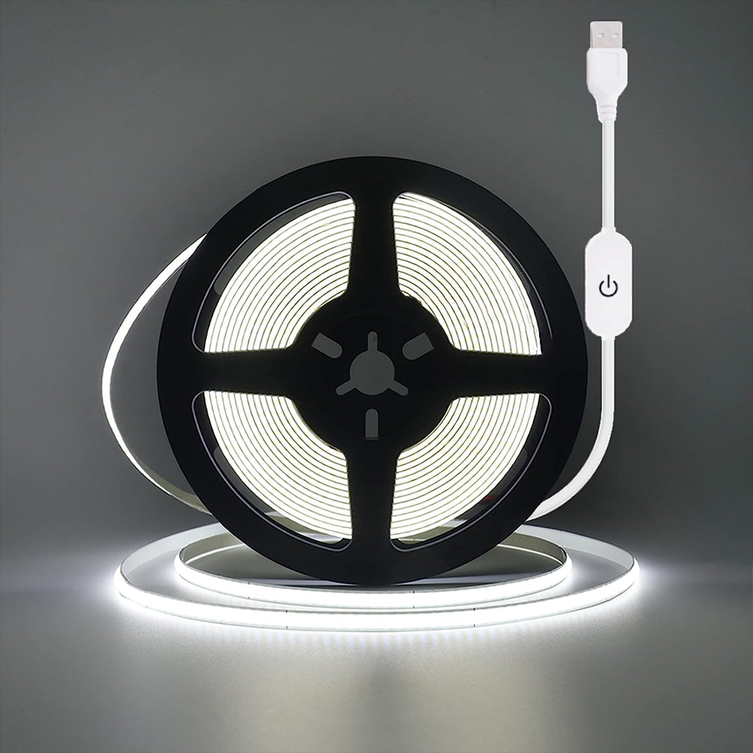 HEGEHE Tira de luces LED COB regulables, 3m9.9ft DC5V 320LEDsm, no impermeable, flexible, tira de luces FOB, luz diurna blanca flexible con