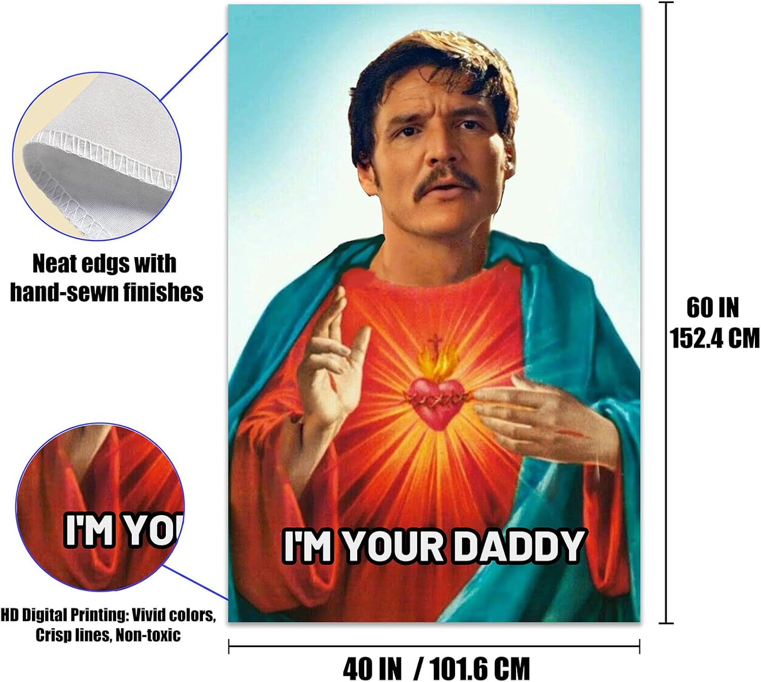 HIFFEY Tapiz de Pedro Pascal, divertido tapiz de pared de 40 x 60 pulgadas, tapiz con texto en inglés “I’m Your Daddy” para colgar en la pared,