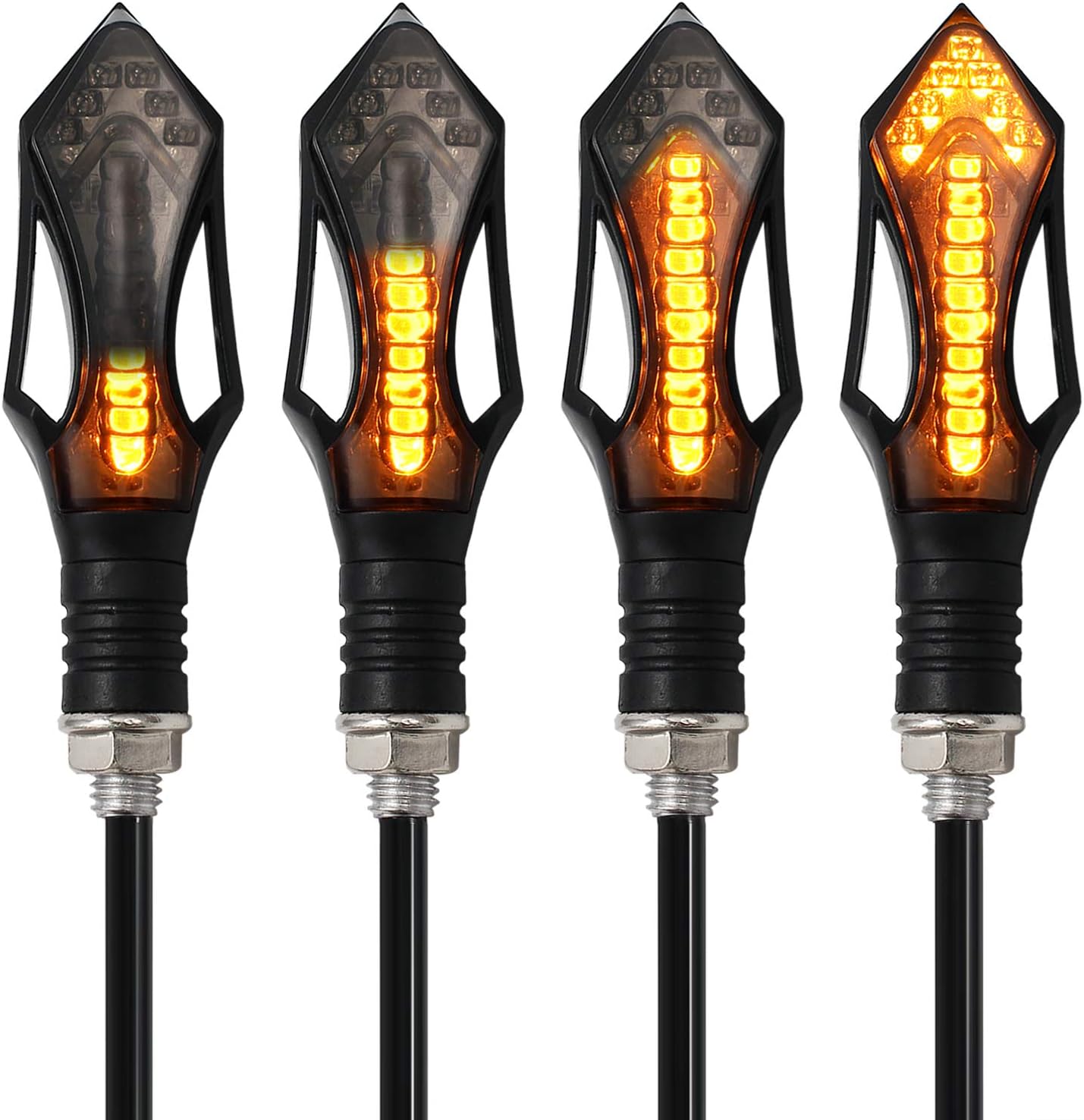 Kinstecks 4 indicadores de motocicleta que fluyen luces de señal de giro para motocicleta, indicadores de giro de 12 V y 12 bombillas LED para