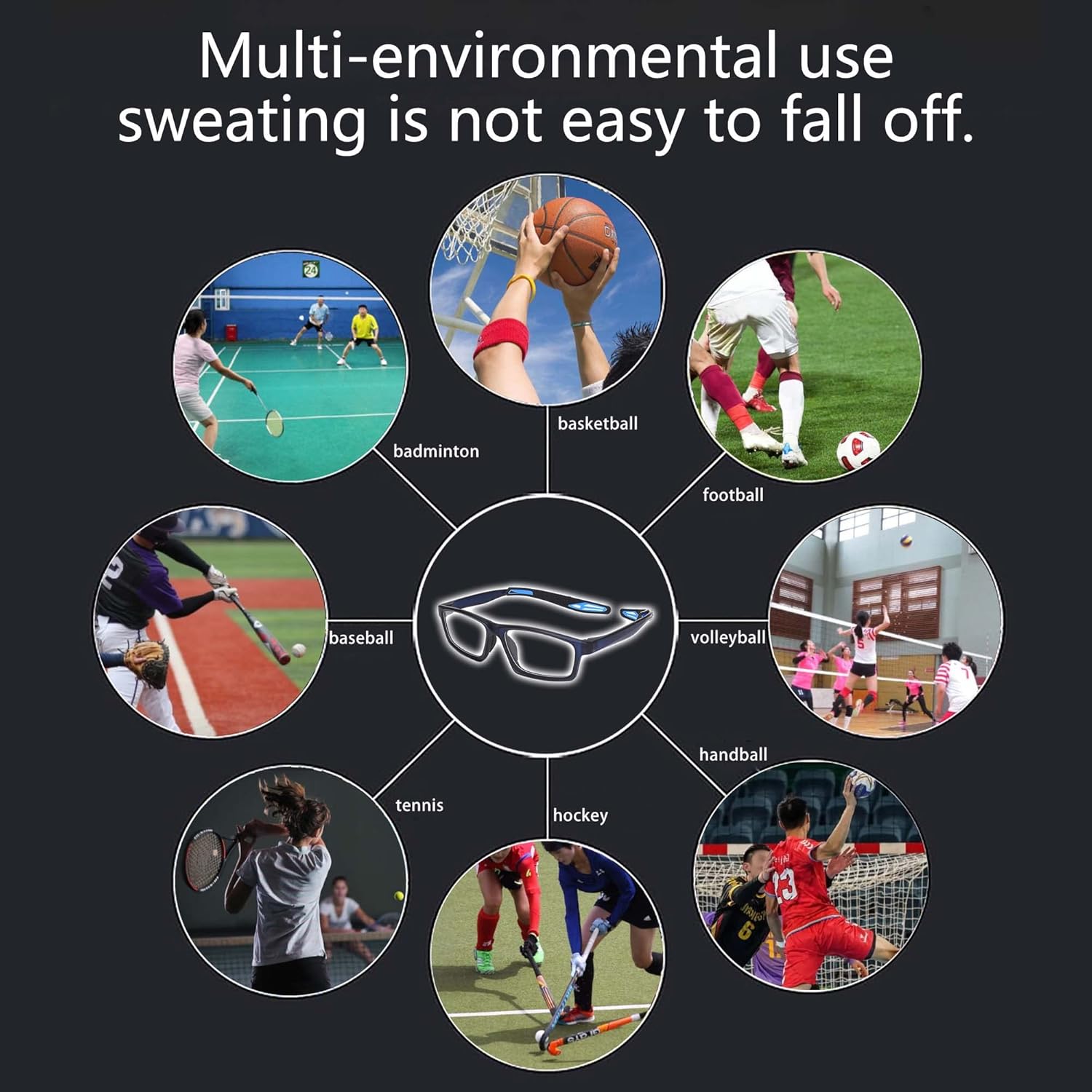 Gafas deportivas, gafas de seguridad para fútbol, con correa ajustable, patillas intercambiables para hombres y jóvenes