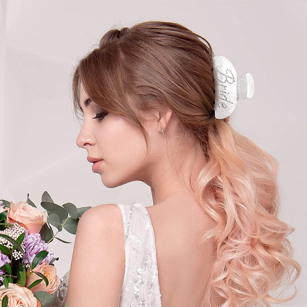 Pinza para el pelo de la novia, pinza acrílica para el cabello de novia, clip de pelo de novia de doble cara con logotipo de novia para boda,